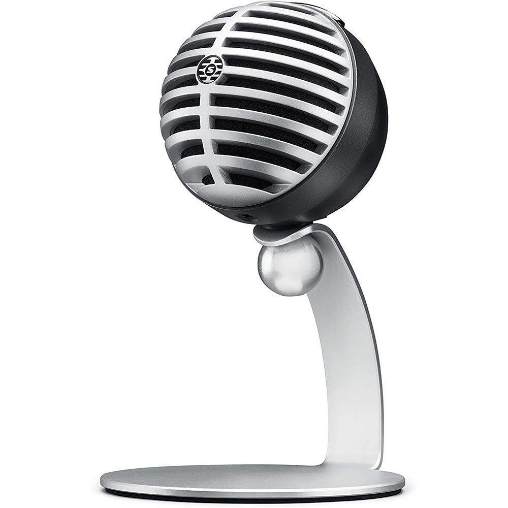 Shure MOTIV MV5 Digital Condenser Microphone (Gray) with Studio Monitor Headphones Bundle - Professional USB Mic for Podcasting, Streaming & Home Recording