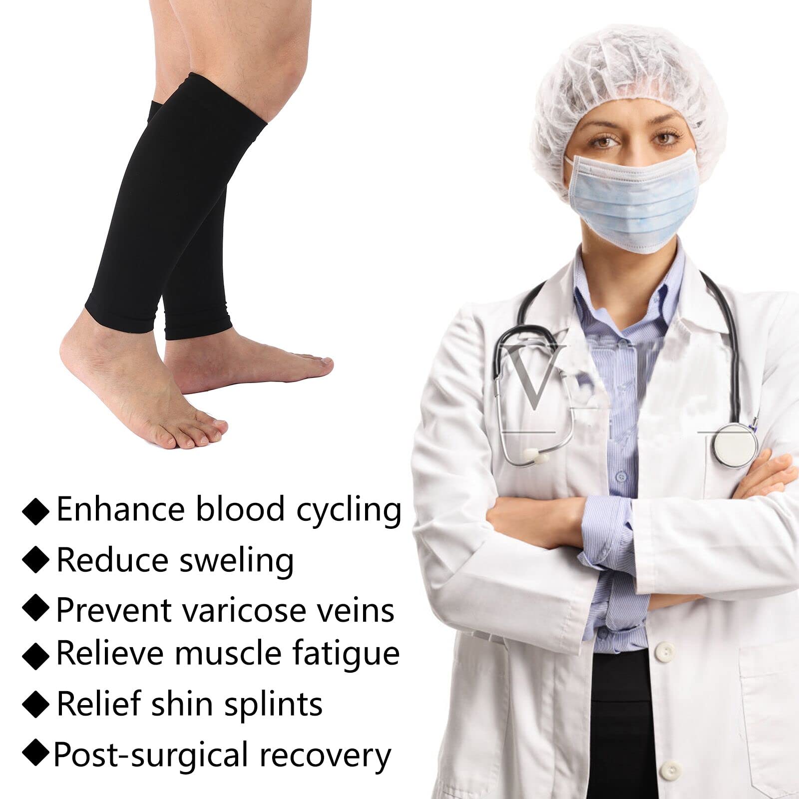 **Leg Compression Sleeves for Men & Women - 20-30 mmHg Calf Support Sleeves for Shin Splints, Leg Pain Relief & Improved Circulation - Ideal for Running, Workouts & Recovery**