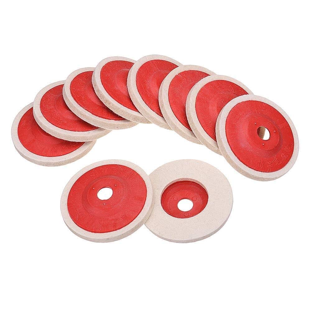 10-Pack 4-Inch (100mm) Wool Buffing & Polishing Felt Discs for Angle Grinder – Perfect for Metal, Wood, and Automotive Polishing & Finishing