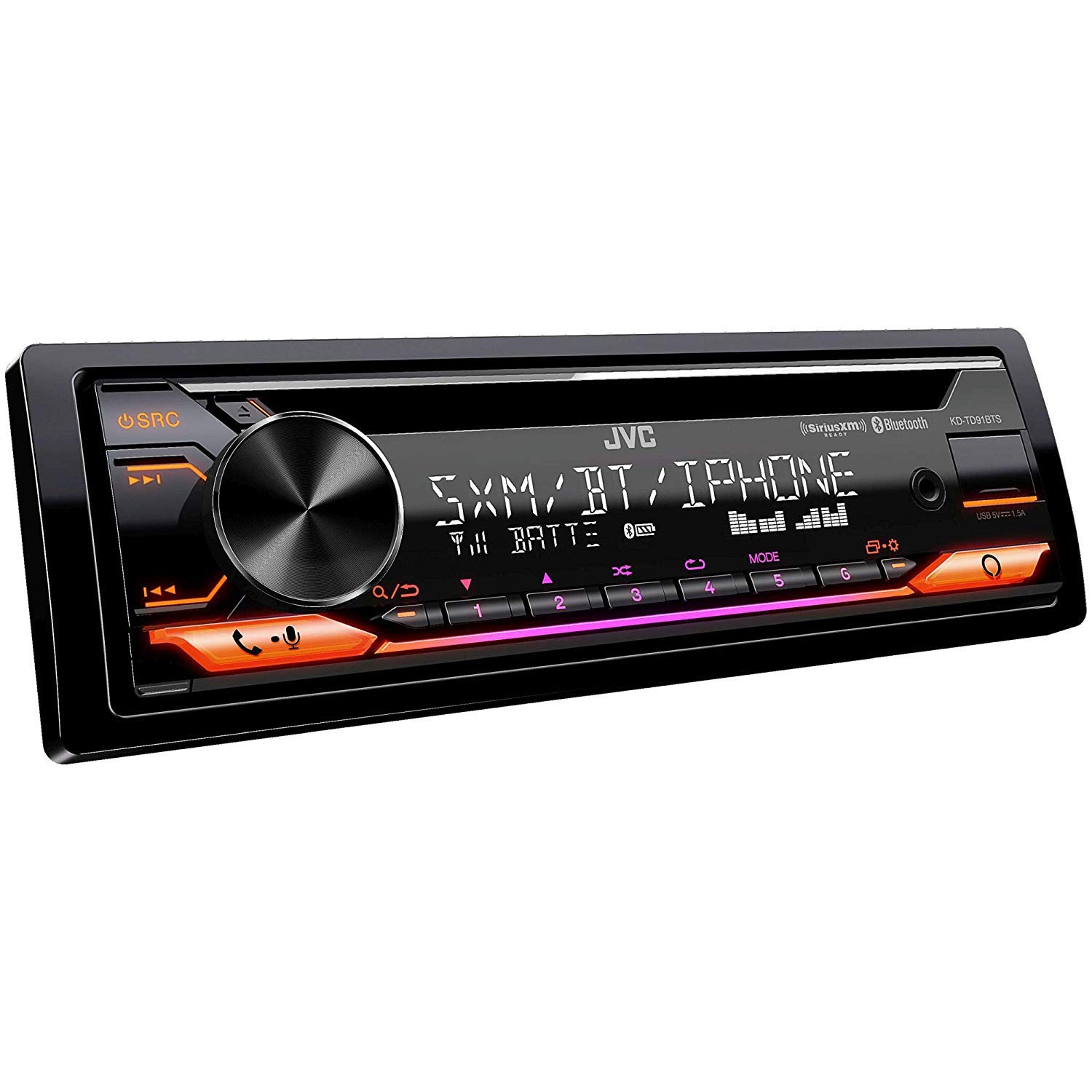 JVC KD-TD91BTS Bluetooth Car Stereo with CD Player, USB/AUX Input, Amazon Alexa & SiriusXM Ready - Includes Magnetic Phone Holder for Hands-Free Driving & Music Streaming
