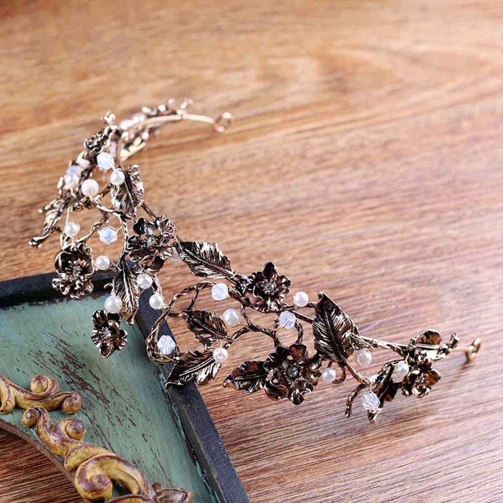 Gold Flower Dragonfly Crown Tiara for Women - Elegant Wedding Bridal Queen Headpiece for Brides, Girls & Teens - Perfect for Weddings, Prom, Pageants & Special Occasions
