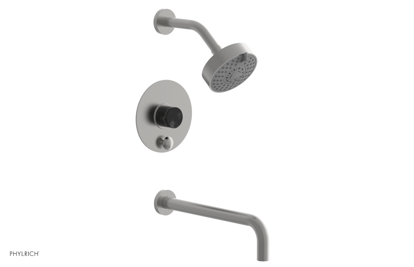 BASIC II 12 Pressure Balance Tub and Shower Set - Black Marble Finish, 230 28 12 - Perfect for Modern Bathroom Renovations & Spa-Like Showers