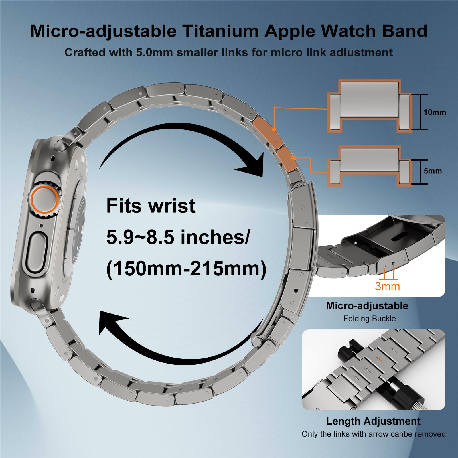 Premium Titanium Apple Watch Ultra 2 Band 49mm for Men - Durable 26mm Wide Metal Replacement Strap with Magnetic Buckle & Folding Clasp - Perfect for Outdoor Adventures, Workouts, and Everyday Wear