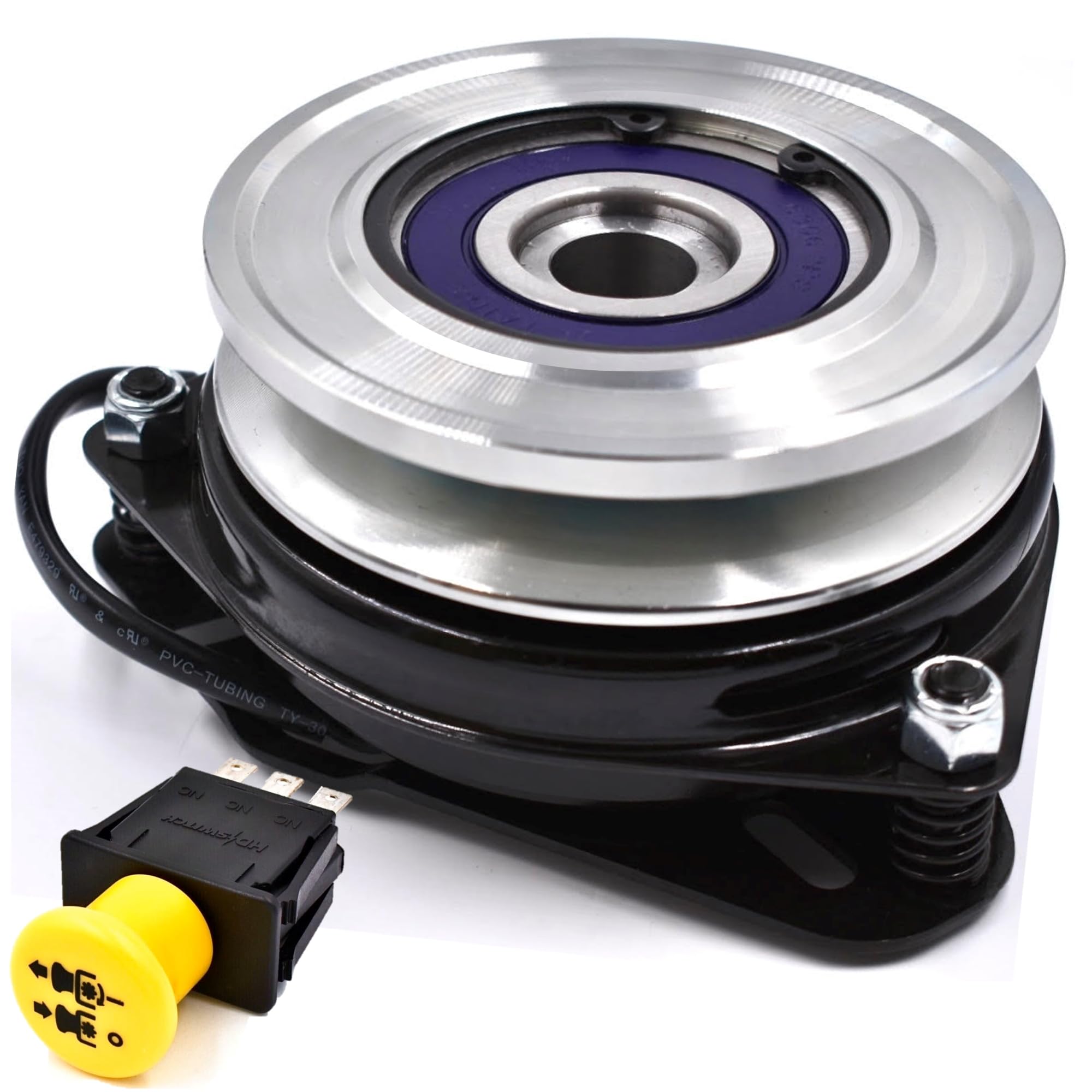 High Torque HD Switch BIGBearing 120ftlb (OEM 95) Billet Pulley Blade PTO Clutch 462715 & 10A PTO Switch 483957 - Compatible with Scag 462715 GT1 Liberty Z, Freedom Z GT1-CH03L, GT1CH03L Zero Turn Lawn Mowers - Perfect for Lawn Maintenance, Landscaping & Commercial Mowing