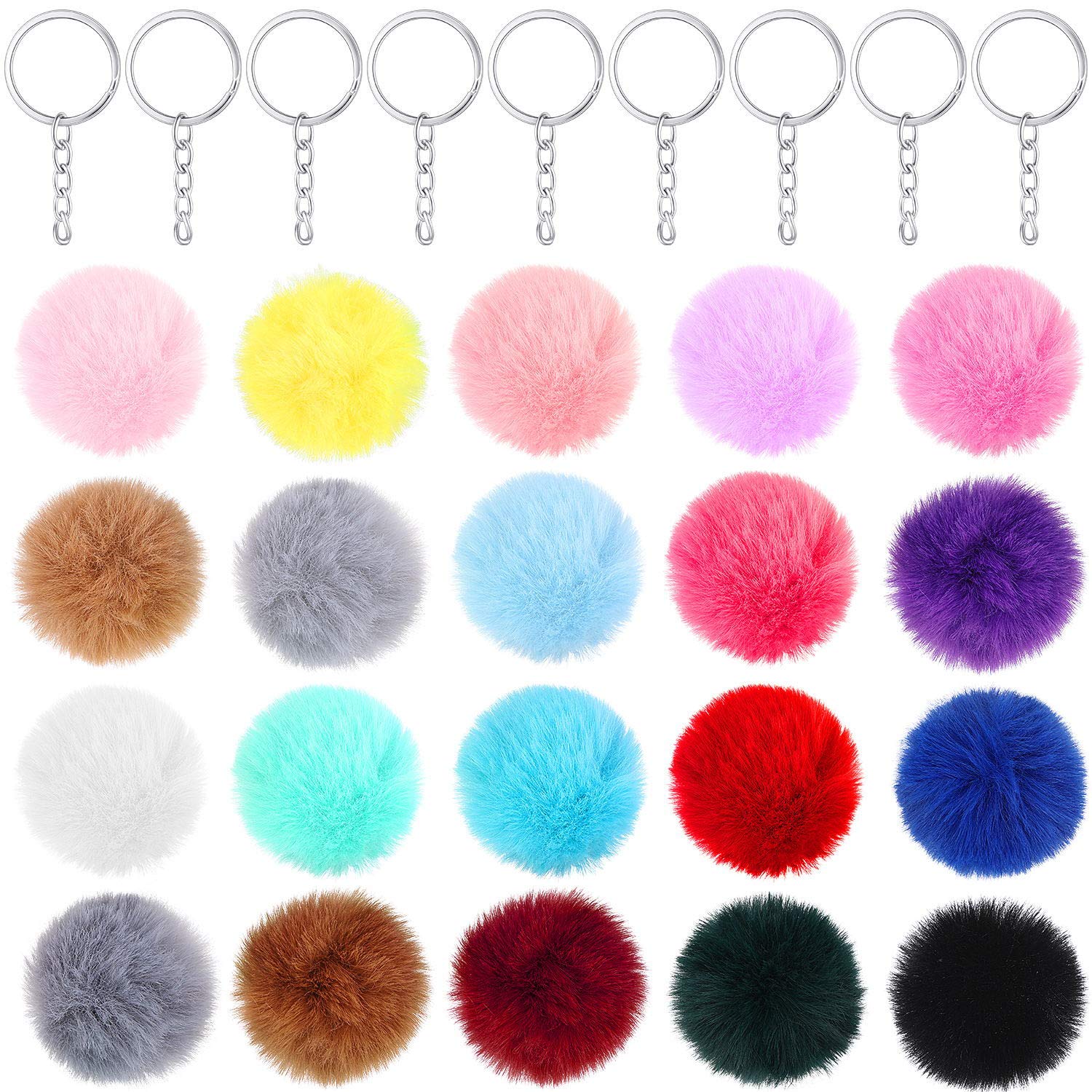 40PCS Colorful Fluffy Pom Pom Keychains - Soft DIY Accessories for Backpacks, Bags, Winter Crafts, Christmas & Birthday Gifts - Perfect for Party Decor, Scrapbooking & Handmade Projects