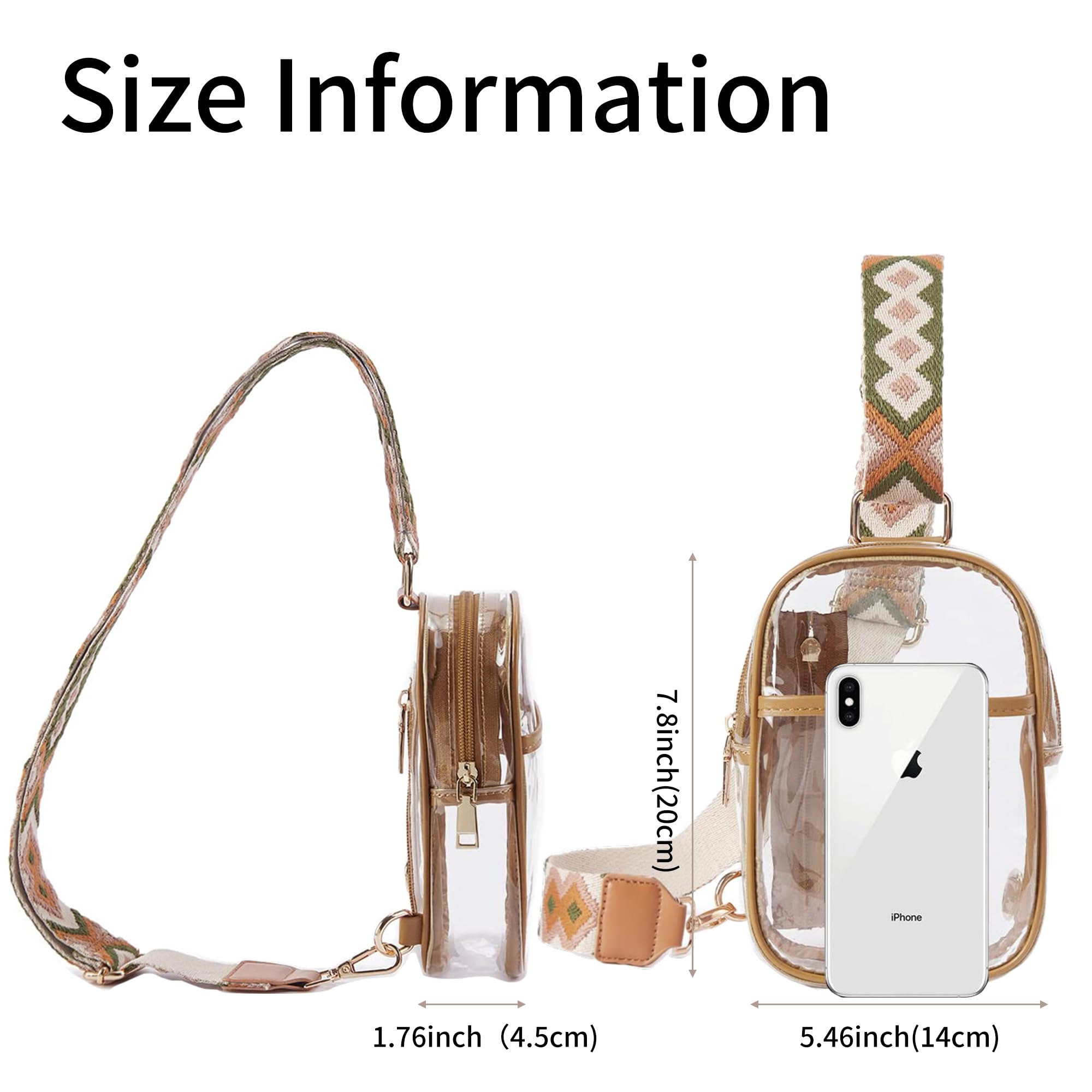 Clear Stadium Approved Crossbody Bag for Women - Adjustable Strap Sling Pack - Perfect for Concerts, Sports Games & Theme Park Events