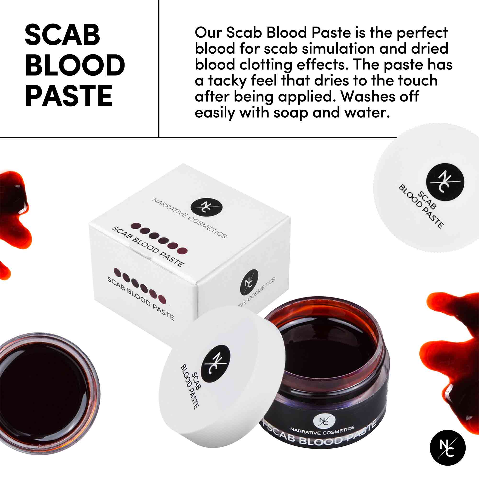 Professional SFX Makeup Scab Blood Paste - 1.41 Oz Realistic Cuts & Wounds FX for Halloween, Cosplay & Horror Effects - Perfect for Theater, Film & Special Effects Artists