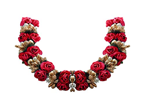 Confidence Artificial Hair Gajra for Bridal - Red Floral Hair Jewelry for Weddings, Indian Bridal Hairstyles & Special Occasions