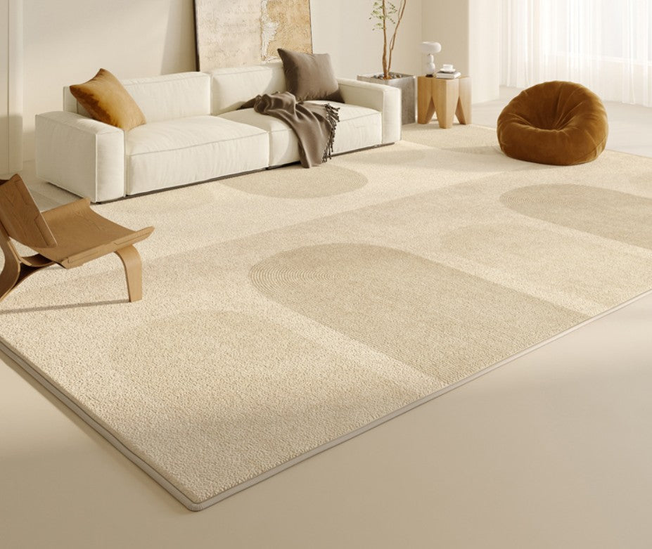 Abstract Area Rugs for Living Room - Modern Cream Geometric Contemporary Carpet for Dining Table, Bedside & Kitchen - Soft Non-Slip Floor Mat for Home Decor & Cozy Spaces