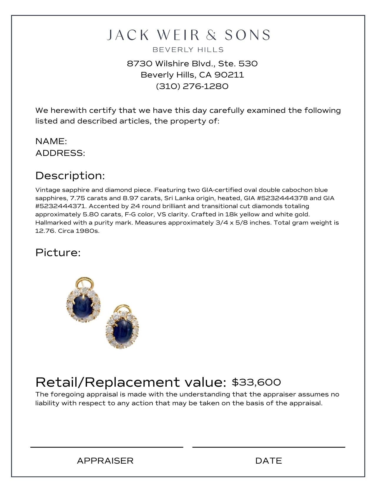 16.72ct GIA Certified Sapphire & Diamond 18K Gold Cluster Earrings for Women - Luxury Gift for Wedding, Anniversary & Special Occasions