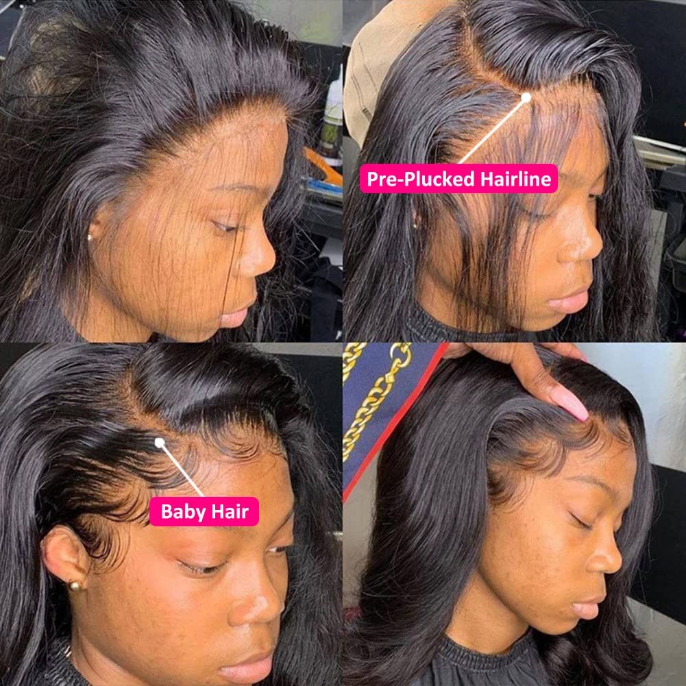 210% Density 13x6 HD Transparent Lace Front Wig - Human Hair Body Wave 26 Inch Glueless Lace Frontal Wig with Baby Hair & Pre-Plucked Hairline for Black Women | Perfect for Daily Wear, Special Occasions & Protective Styling