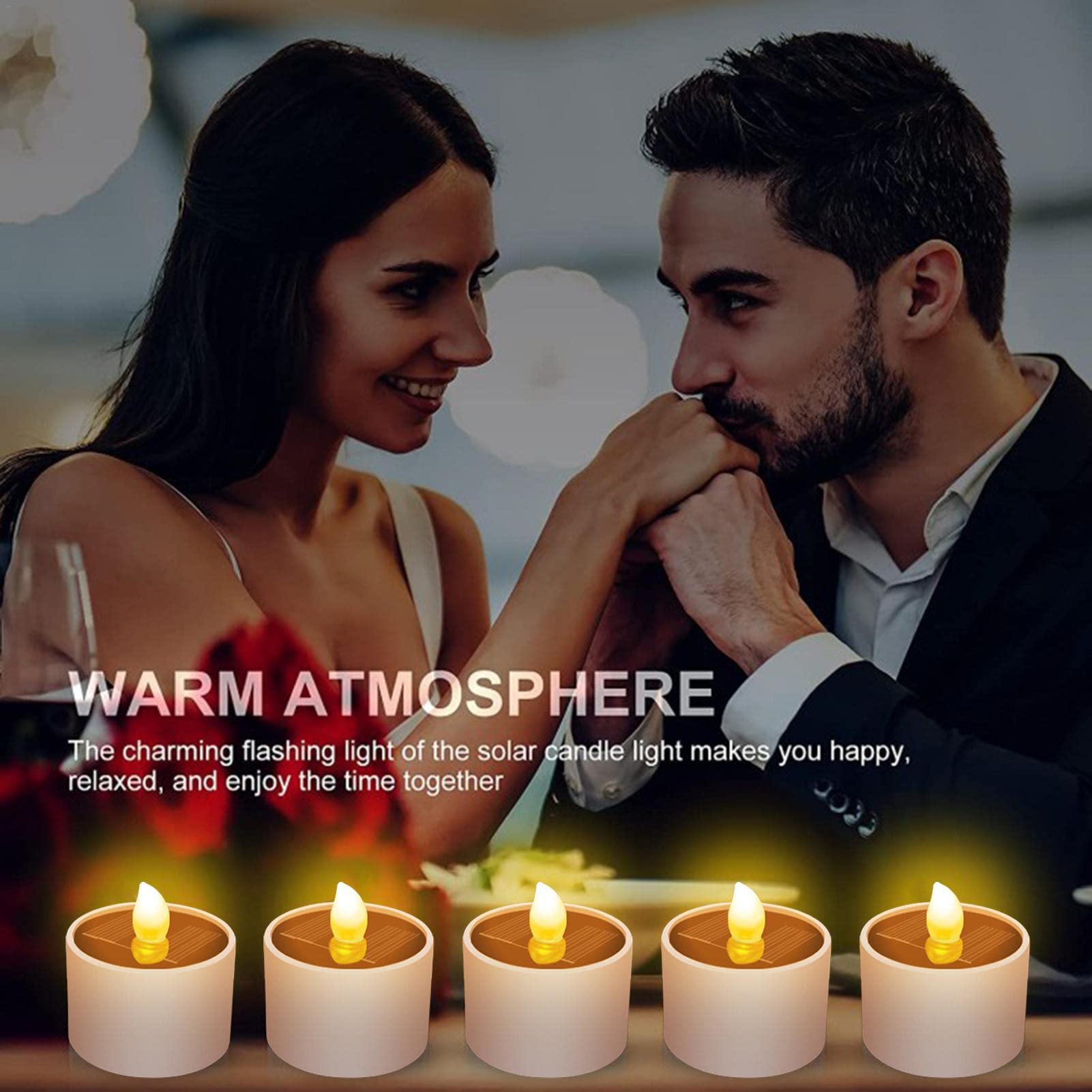 Solar Powered Candles - 2/4/6/8/10 Pack Waterproof Flameless LED Tea Lights with Flickering Warm White Glow - Perfect for Outdoor Patio, Garden, Yard, Wedding & Festival Decorations