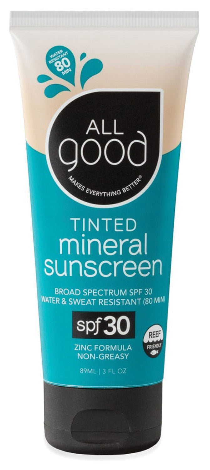 All Good Tinted Mineral Sunscreen SPF 30 | Natural Broad Spectrum Sun Protection for Face & Body | Daily Use for Beach, Outdoor Activities & Sensitive Skin