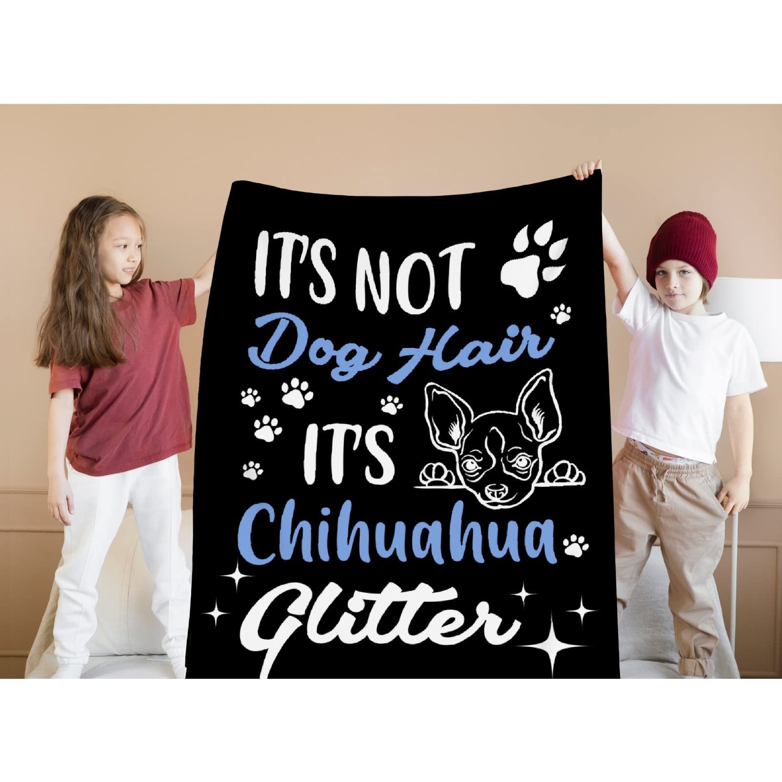 Super Soft Chihuahua Glitter Fleece Throw Blanket - 60 x 50 Inch Funny Pet Lover Gift for Bed, Couch & Sofa - Cozy Travel Blanket for Teens, Adults & Dog Owners - Perfect for Netflix Nights, Camping & Home Decor
