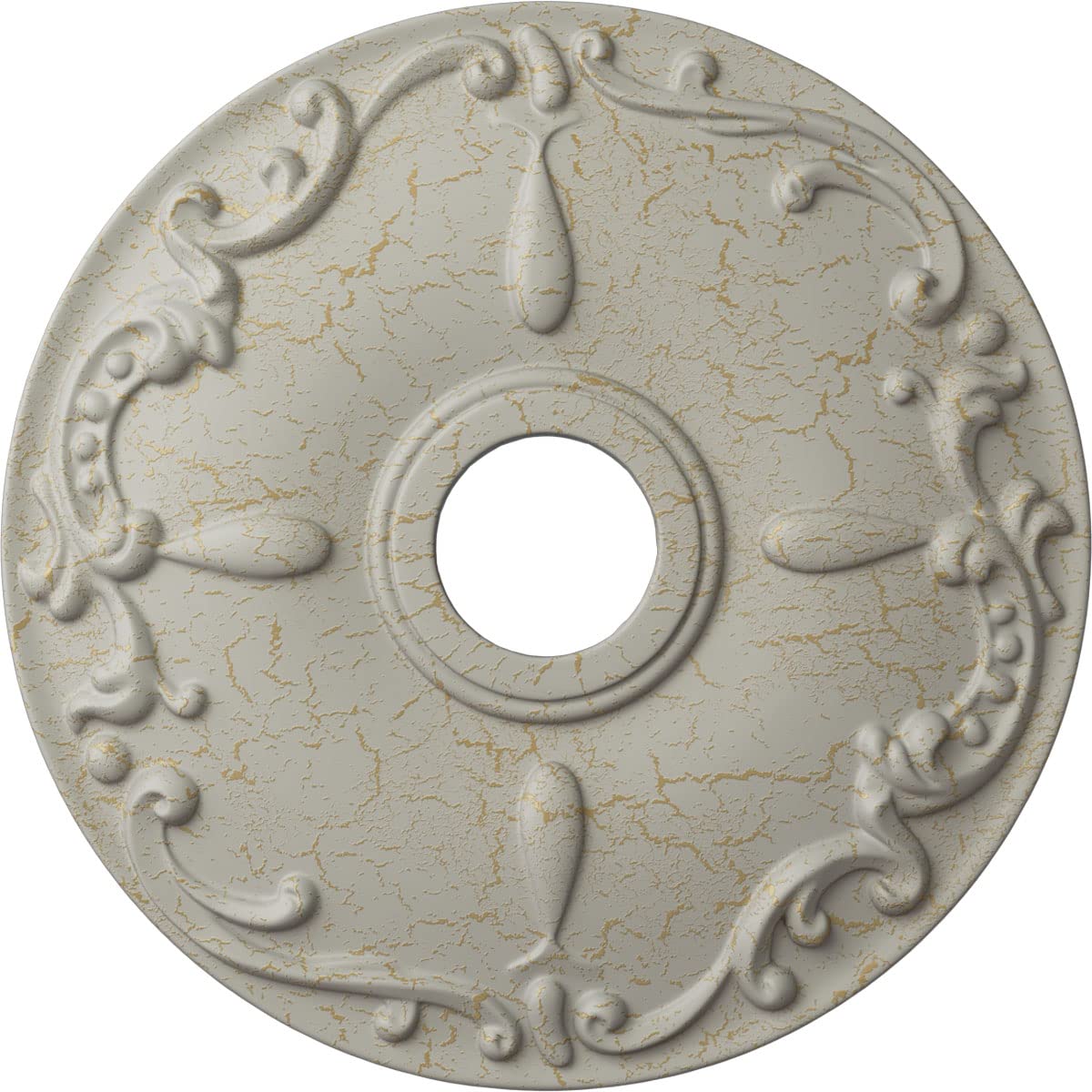 Ekena Millwork CM18KEPCC 18-Inch Kent Ceiling Medallion - Hand-Painted Pot of Cream Crackle Finish, 18