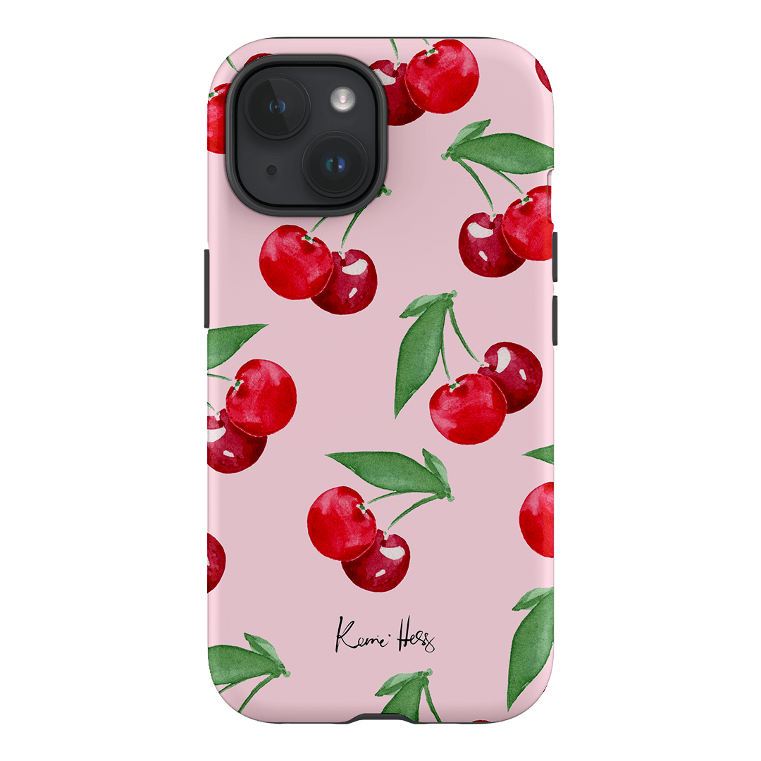 Cherry Rose Floral Pattern Phone Case for iPhone 15 Pro Max - Slim Protective Shockproof Cover with Non-Slip Grip (Pink Blossom Design) | Perfect for Daily Use, Travel & Gift Giving