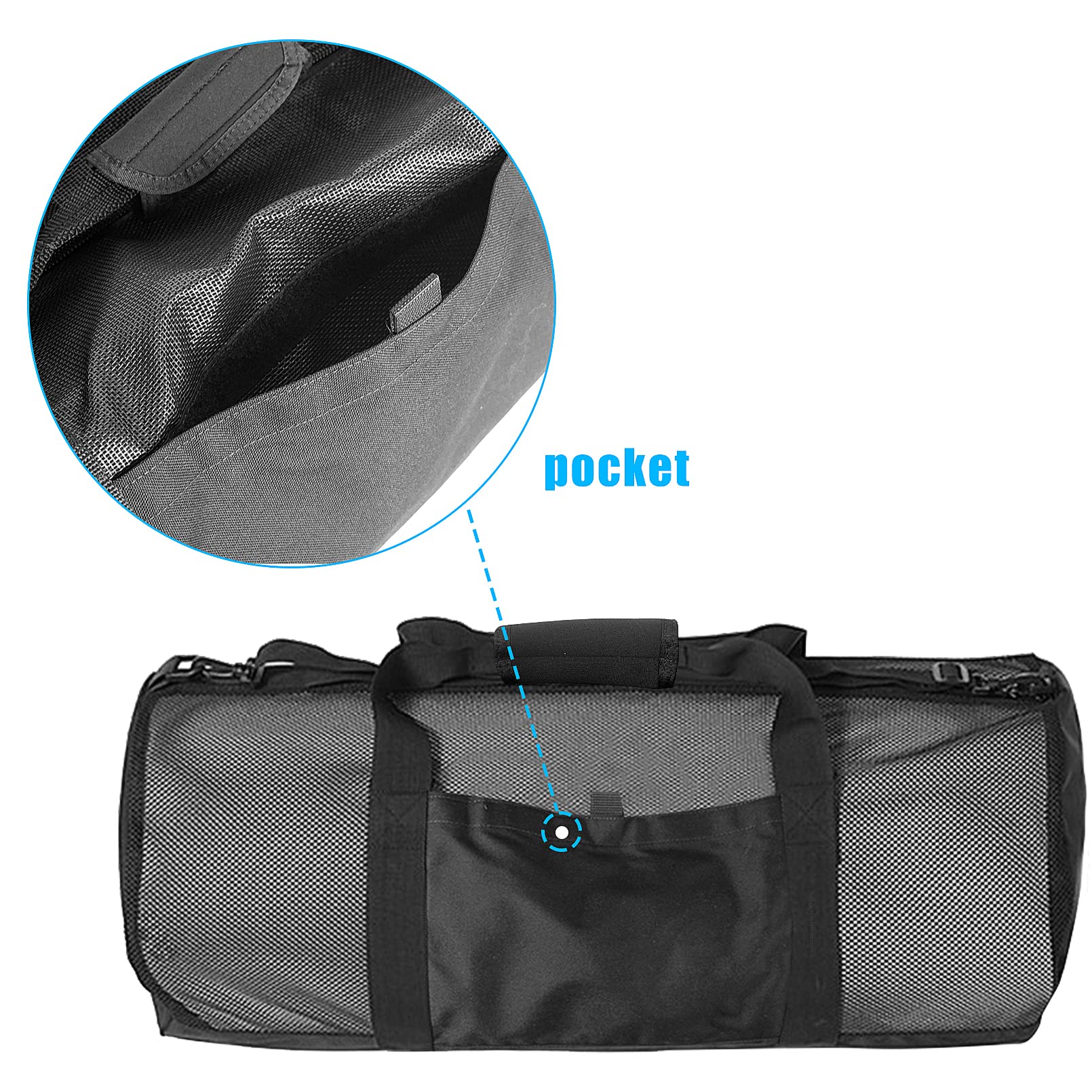 **Luwint Heavy Duty Waterproof Dive Duffle Bag - Large Mesh Scuba Gear Bag for Diving, Snorkeling, Travel & Beach - Perfect for Swimming, Pool Trips & Water Sports (Black)**    **Usage Scenarios:** Ideal for scuba diving trips, beach vacations, swimming competitions, and outdoor water adventures.
