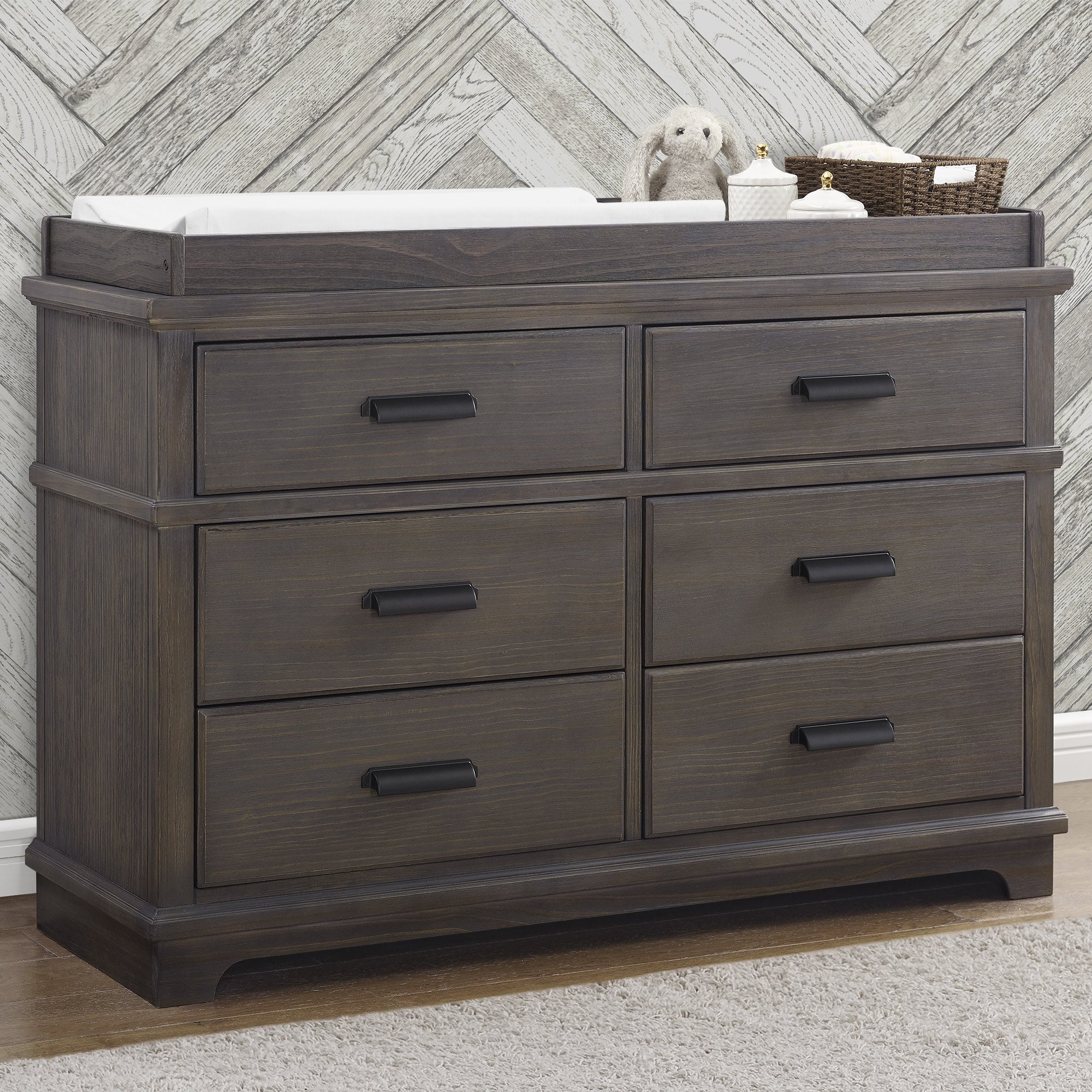 Asher 6-Drawer Baby Dresser with Changing Table Top - Nursery Storage Organizer for Diapers, Clothes & Baby Essentials | Perfect for Newborns & Toddlers