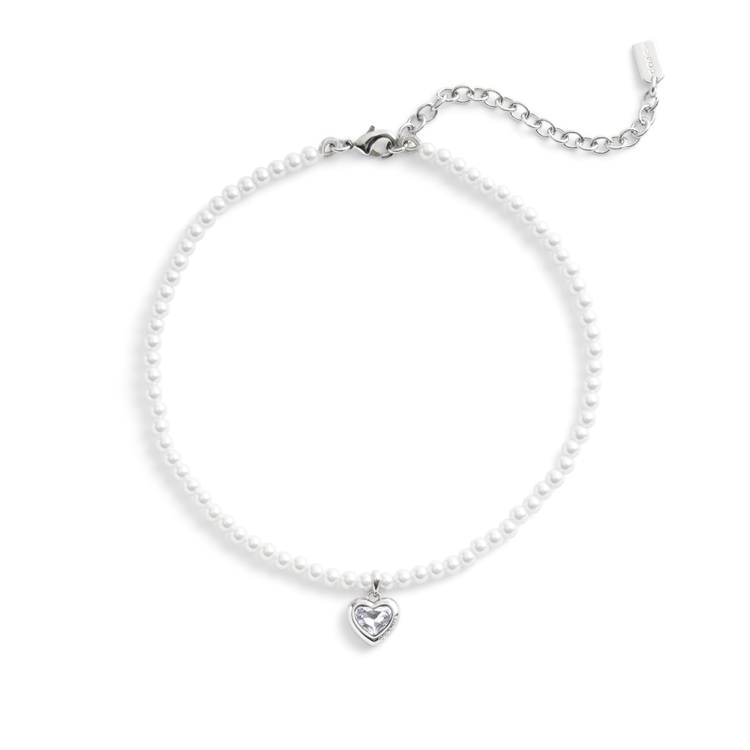 COACH Women's Stone Heart Pearl Choker Necklace - Elegant Fashion Jewelry for Women, Perfect for Date Night, Wedding & Special Occasions