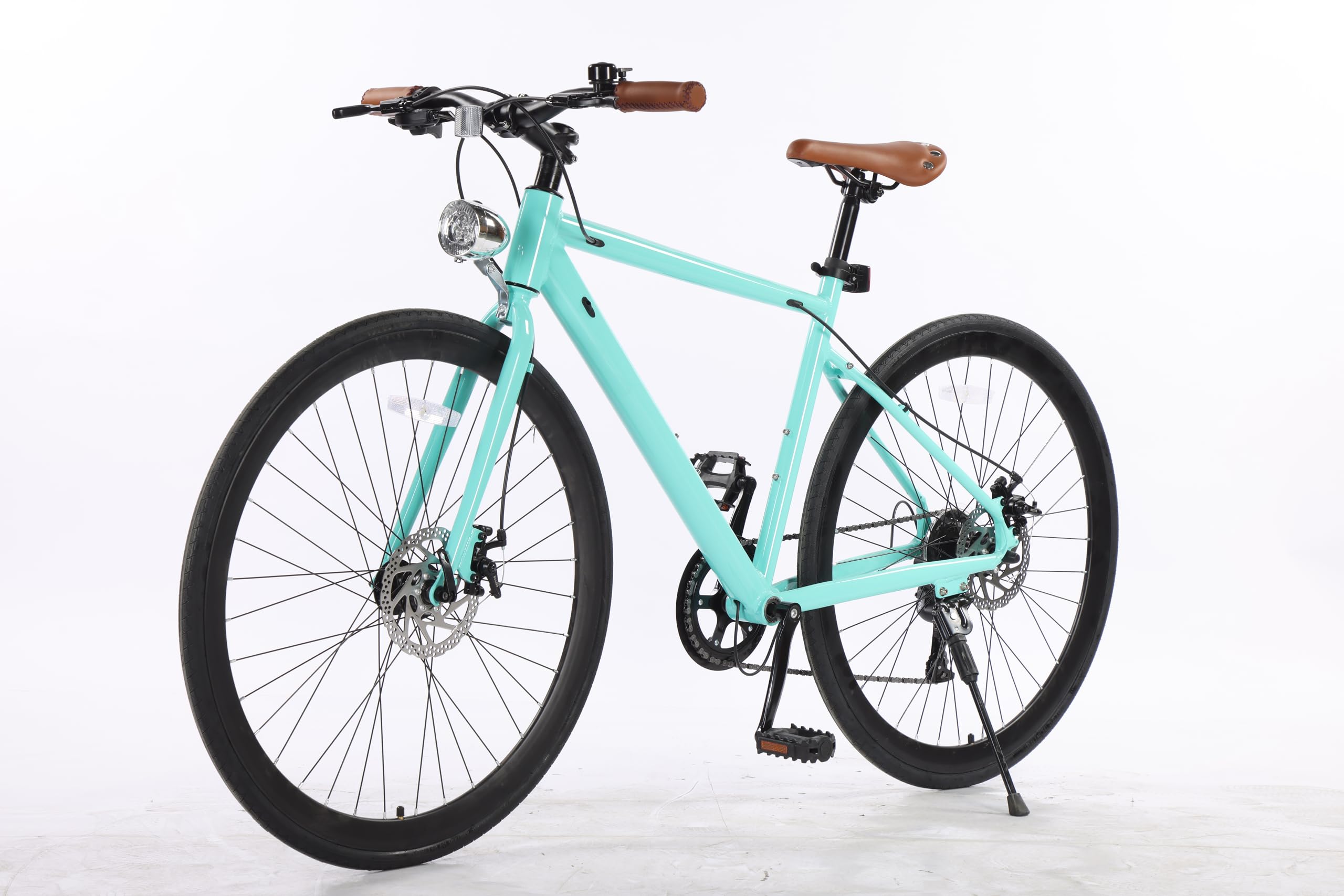 **700C Hybrid Road Bike for Men & Women - 7-Speed Drivetrain, Step-Through or Step-Over Frame, Built-in Lights - Perfect for Commuting, Fitness & Leisure Rides**