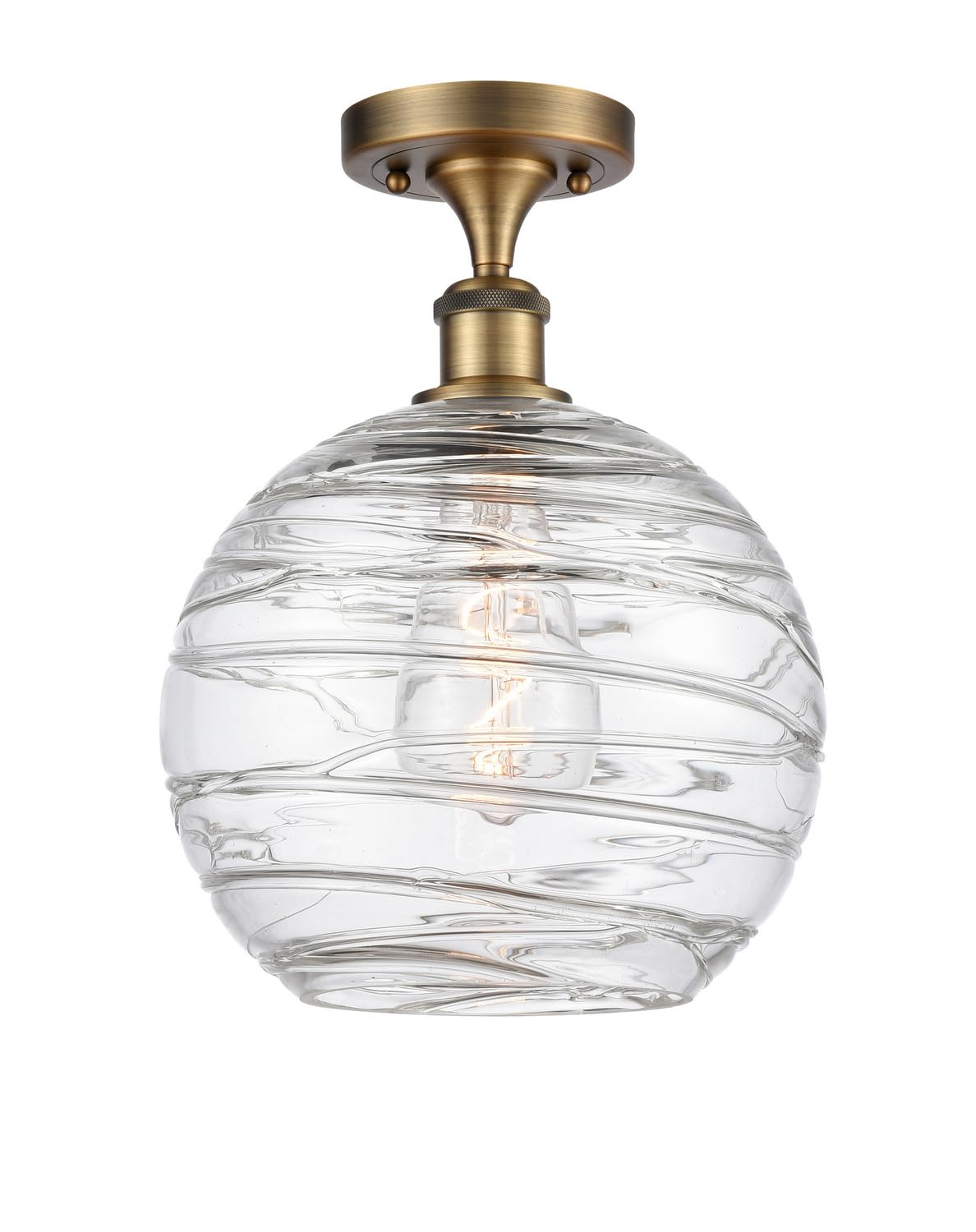 Innovations 516-1C-BB-G1213-10-LED Modern Semi-Flush Mount Ceiling Light - Brushed Brass Finish, Large Deco Swirl Design, Ballston Collection - Perfect for Dining Room, Bedroom or Entryway Lighting