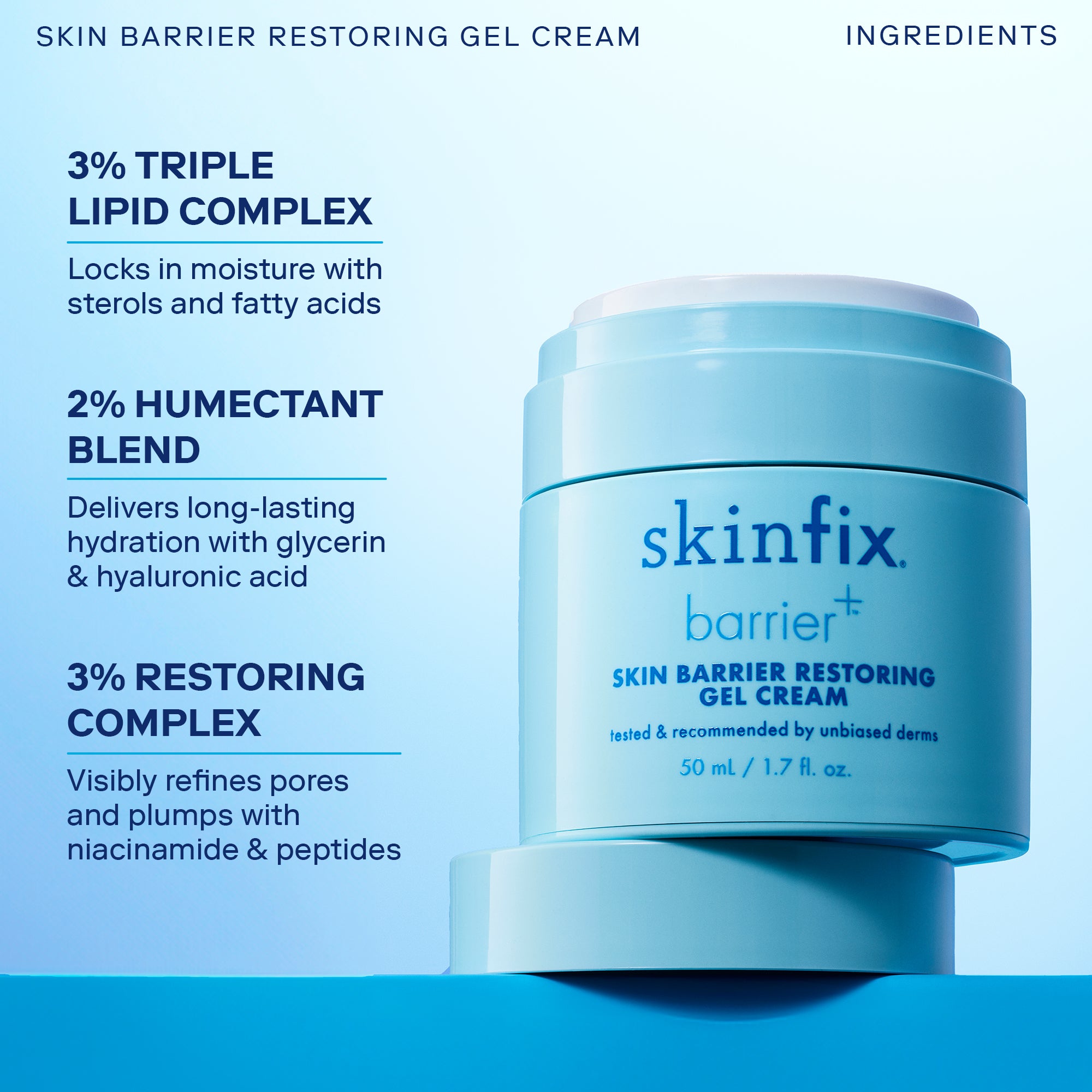 Barrier+ Restoring Gel Cream Refillable Duo - Hydrating Moisturizer for Dry & Sensitive Skin | Day & Night Face Cream for Soothing & Repairing Skin Barrier | Perfect for Travel & Daily Skincare Routine