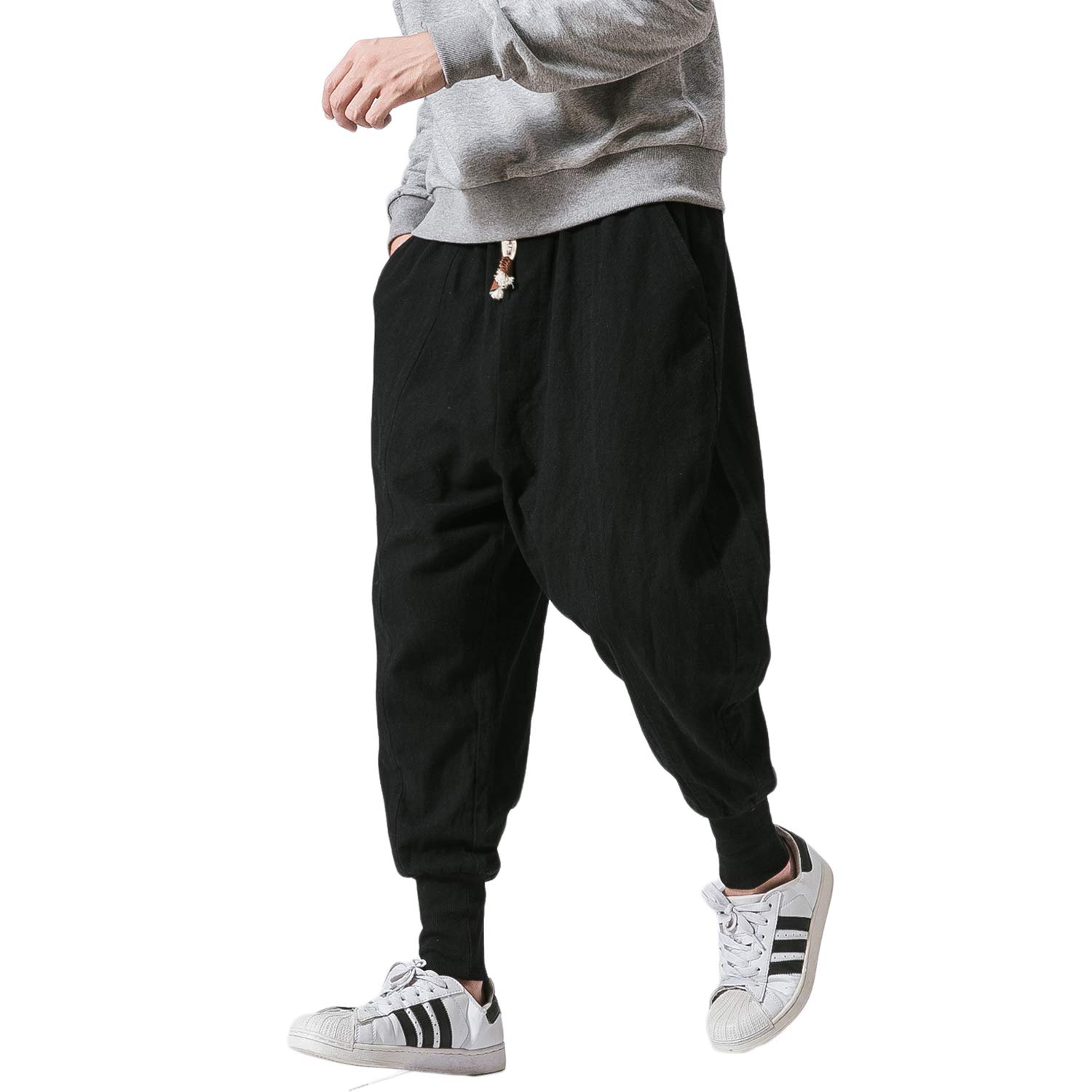 **PRIJOUHE Men's Slim Fit Jogger Sweatpants - Low Crotch Harem Hip Hop Pants for Casual Wear, Gym & Street Style**