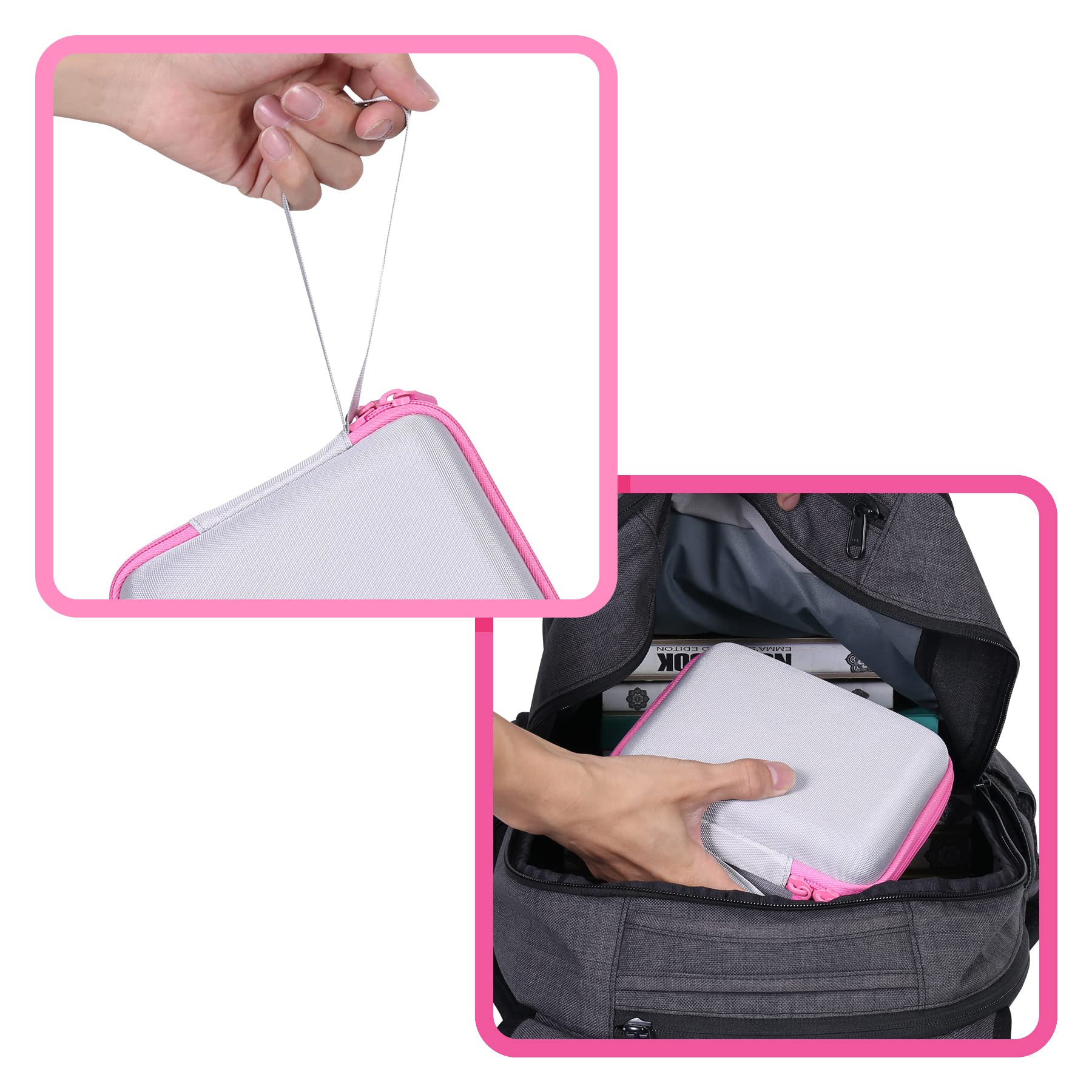 Aenllosi Hard Carrying Case for Vixic D1600 Rechargeable Label Printer - Durable Protective Cover, Pink | Perfect for Office, Warehouse & Retail Labeling Organization