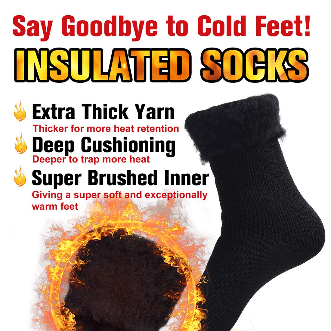 Thermal Winter Socks for Men & Women - Extra Thick Insulated Heated Crew Boot Socks for Extreme Cold Weather - Perfect for Skiing, Hiking & Outdoor Winter Activities