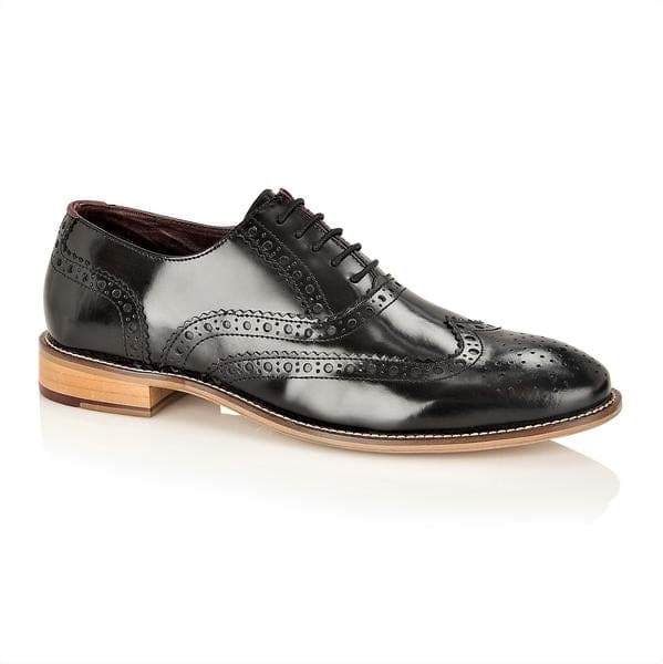 Premium Black Polished London Brogue Gatsby Men's Dress Shoes - Classic Formal & Business Attire for Weddings, Office & Special Occasions
