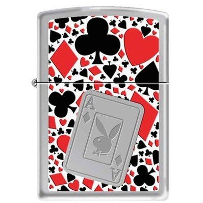 Zippo Playboy Ace High Polish Chrome Lighter - Windproof Refillable Metal Lighter for Smoking, Camping, and Outdoor Adventures