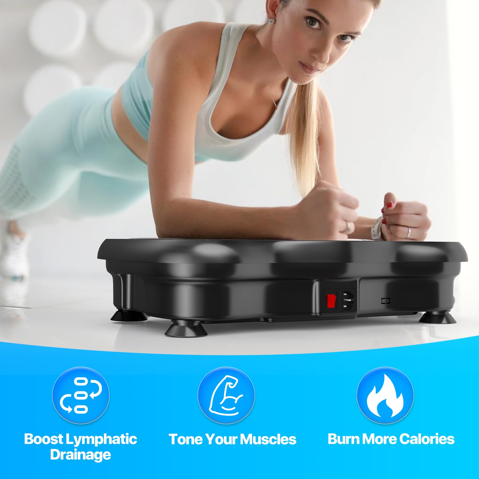 Vibration Plate Exercise Machine for Lymphatic Drainage & Weight Loss - Whole Body Vibration Platform for Home Gym & Fitness Training - Fat Burner Workout Equipment for Women & Men - Perfect for Home Use, Physical Therapy & Muscle Recovery