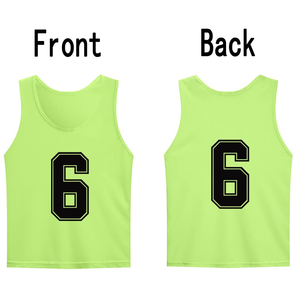 12-Pack Numbered Soccer Training Bibs (1-12) for Kids, Youth & Adults - Reversible Basketball Jerseys for Team Sports & Practice