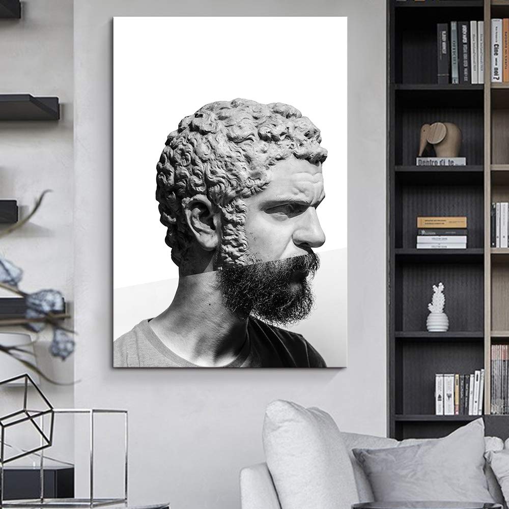 Classical Statue Giclee Canvas Wall Art - 32x48 Inches, Elegant Home Decor for Bedroom, Living Room, and House Interior Design