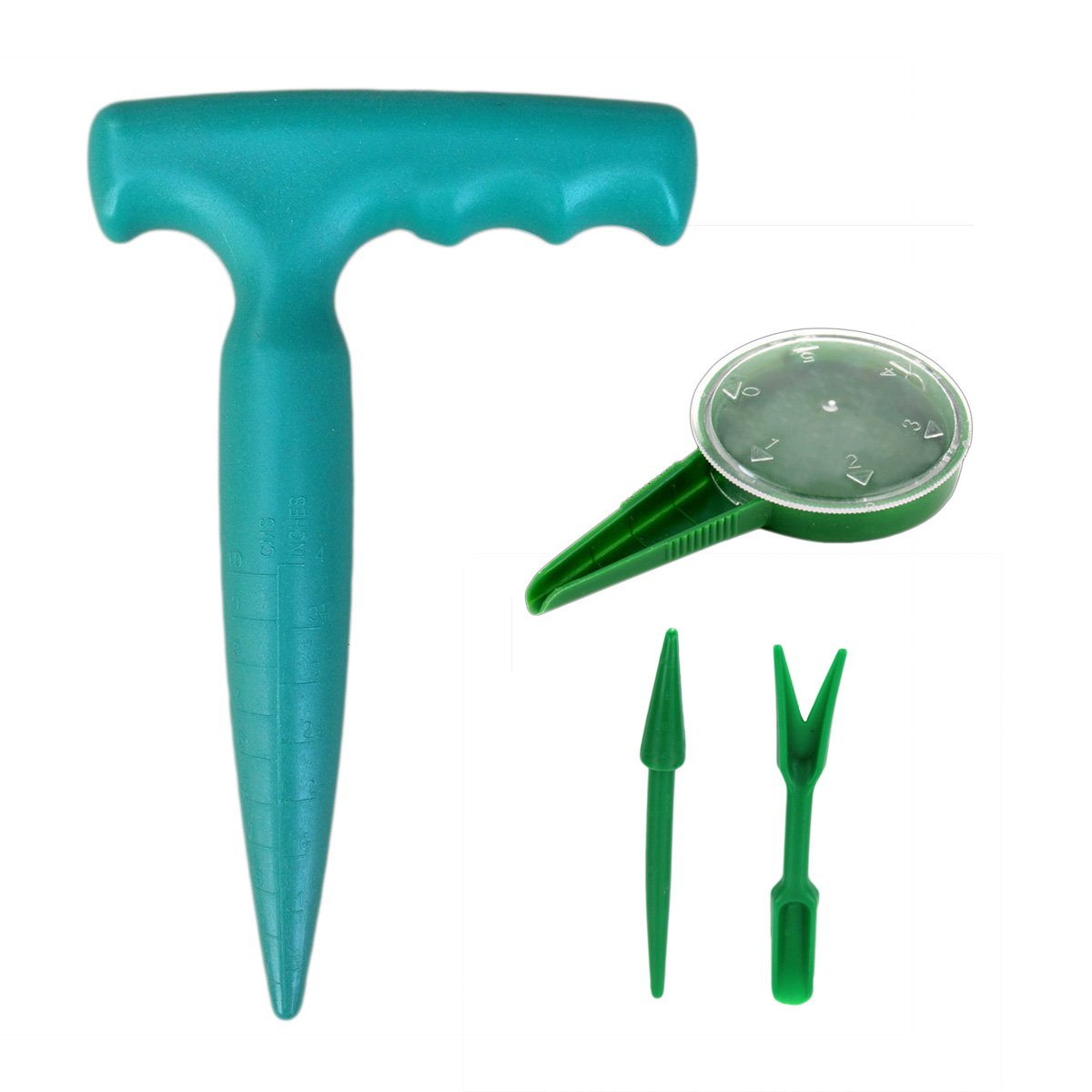 Amosfun 3-Piece Plastic Gardening Tool Set - Seedling Widger, Dibber & Seed Dispenser for Transplanting & Planting | Ideal for Outdoor Garden Decor & Seedling Care