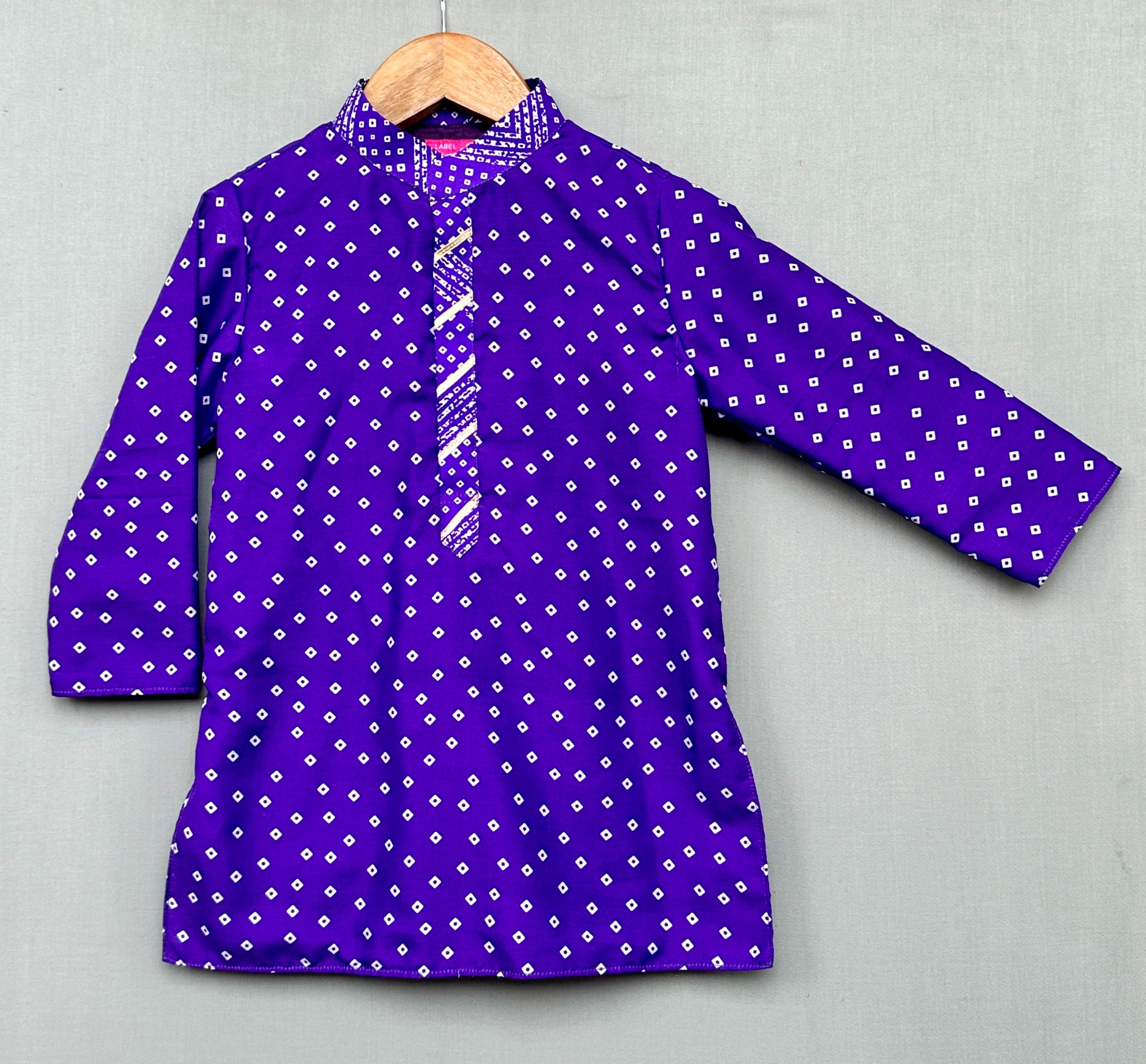 Pre Order: Stylish Bandhni Print Kurta for Boys – Indian Ethnic Wear for Festivals, Weddings & Casual Outings
