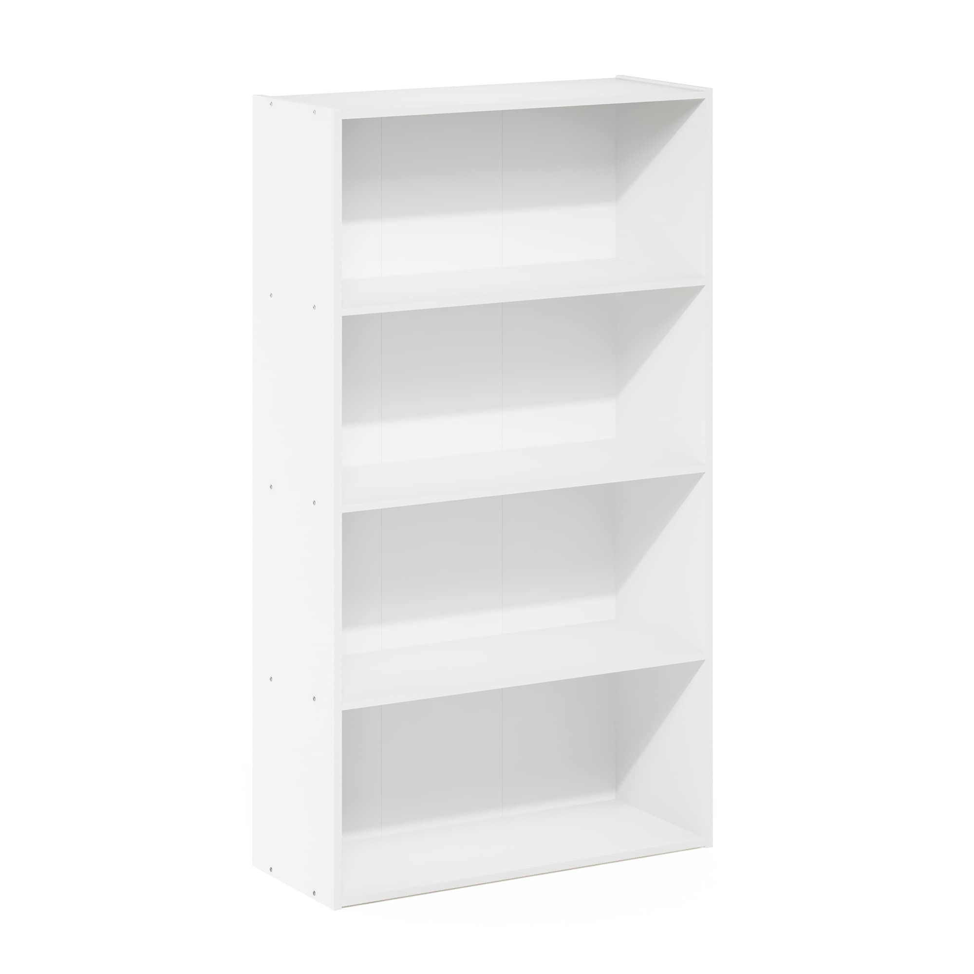 Furinno Pasir 4-Tier Bookcase, Bookshelf & Storage Shelf Organizer - White | Perfect for Home Office, Living Room & Bedroom Organization