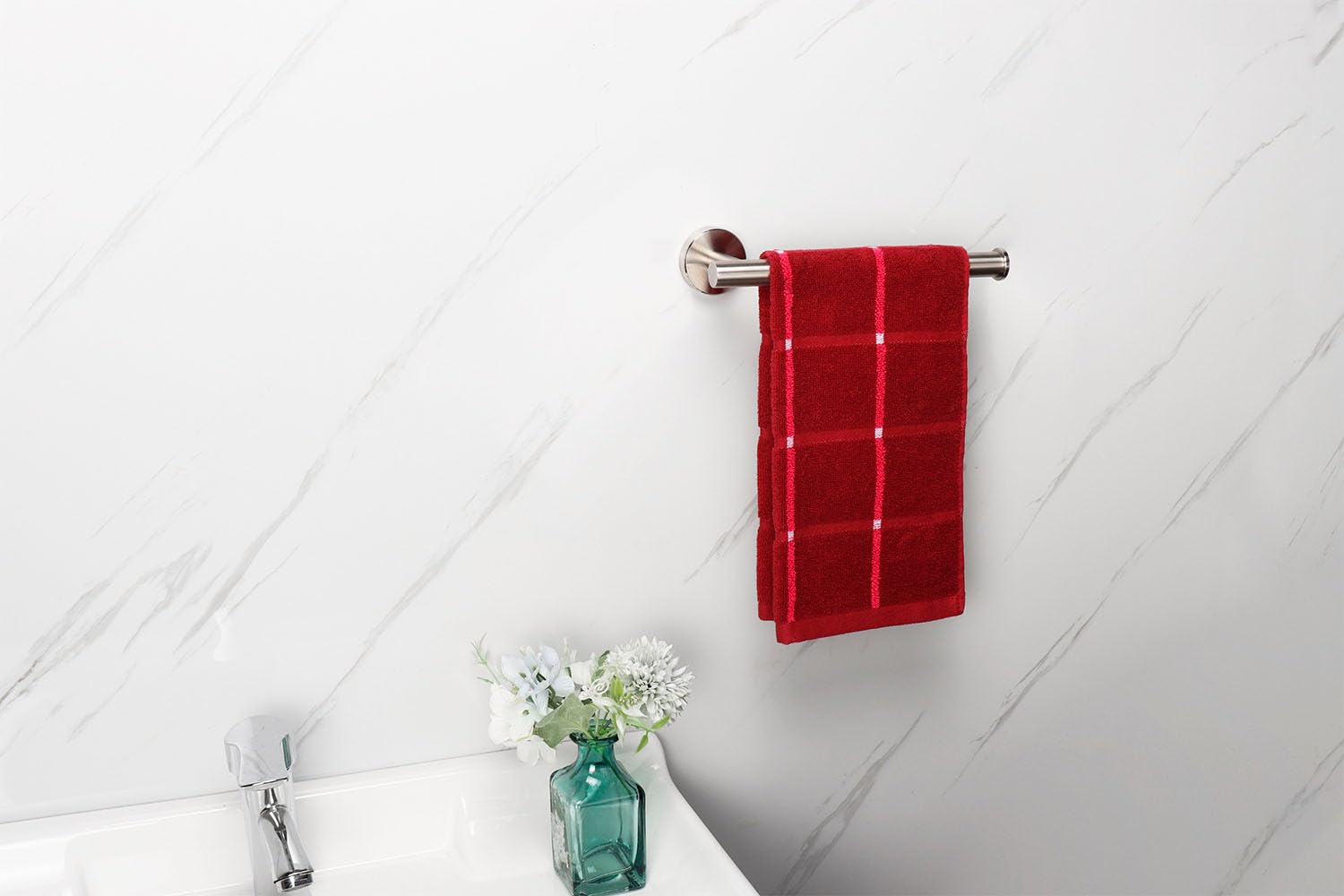 Premium TocTen 9-Inch Stainless Steel Towel Holder - Thickened SUS304 Brushed Nickel Wall Mounted Bathroom Towel Ring for Hand & Kitchen Towels - Durable & Rustproof for Home, Spa, or Gym Use