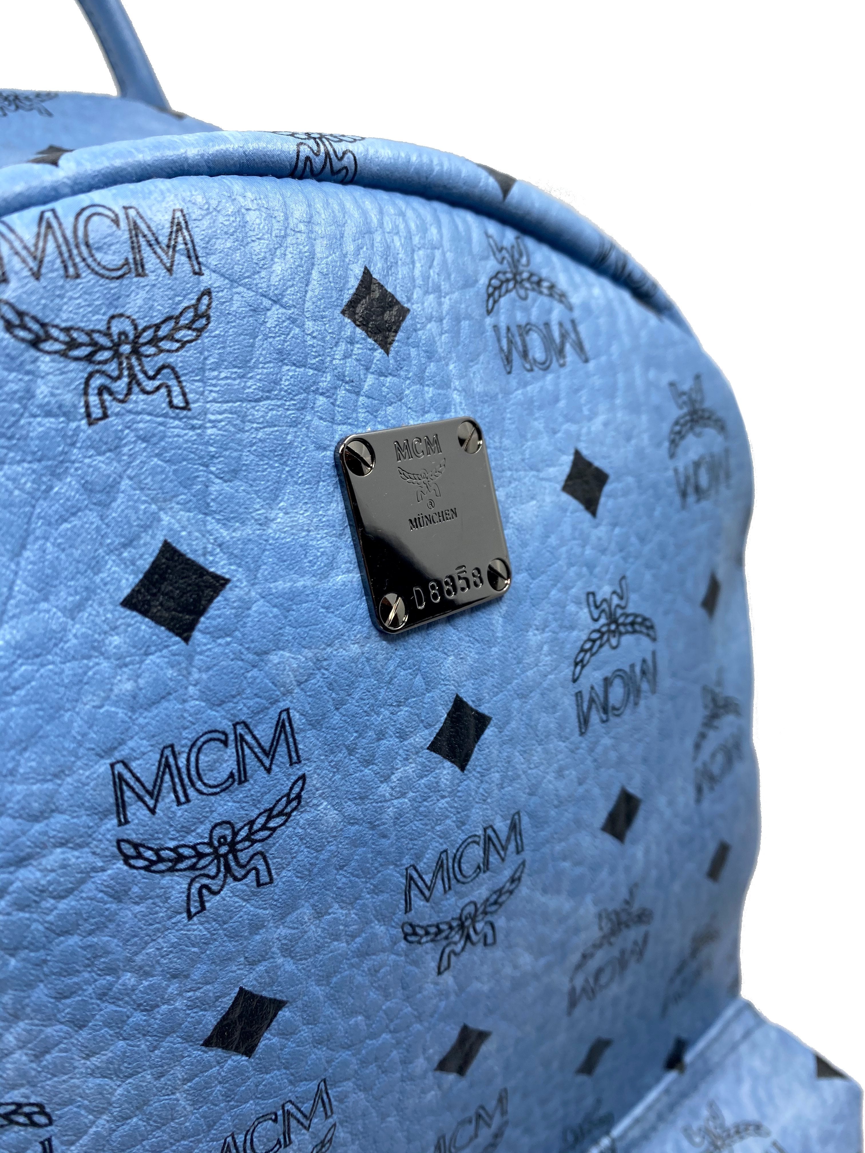 MCM Monogram Visetos Stark Large Backpack for Women & Men - Stylish Designer Laptop Backpack for Work, Travel & College - Durable Leather Shoulder Bag with Spacious Compartment