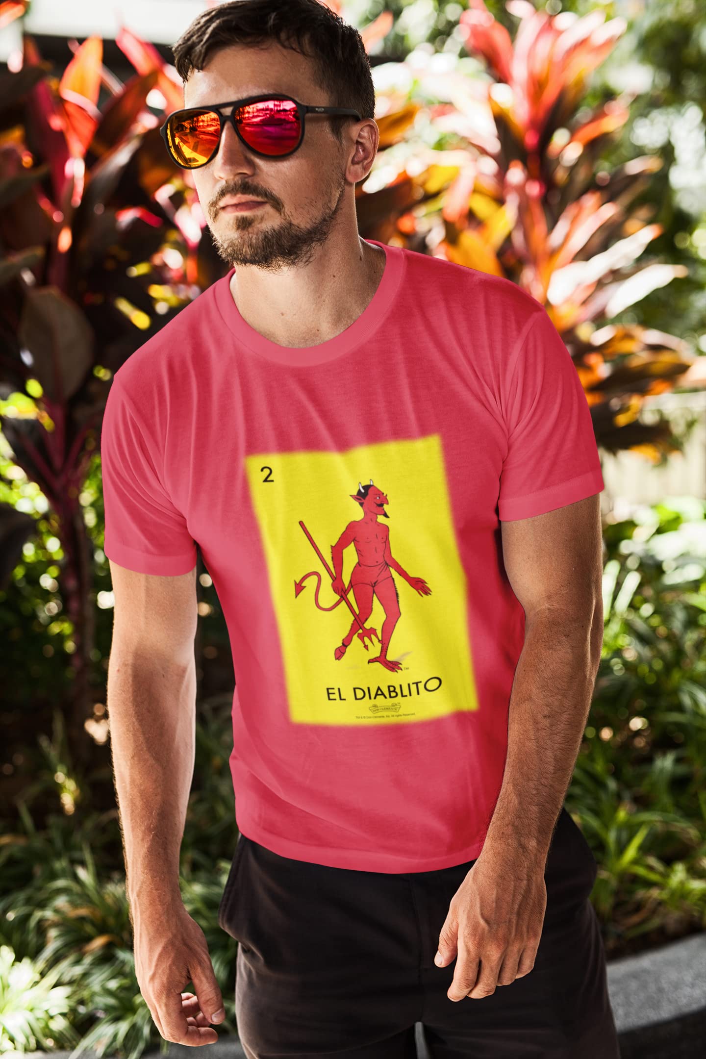 Pop Threads El Diablito Devil Loteria Card Mexican Graphic T-Shirt for Men - Cool Latino Cultural Tee for Parties, Cinco de Mayo & Hispanic Heritage Celebrations