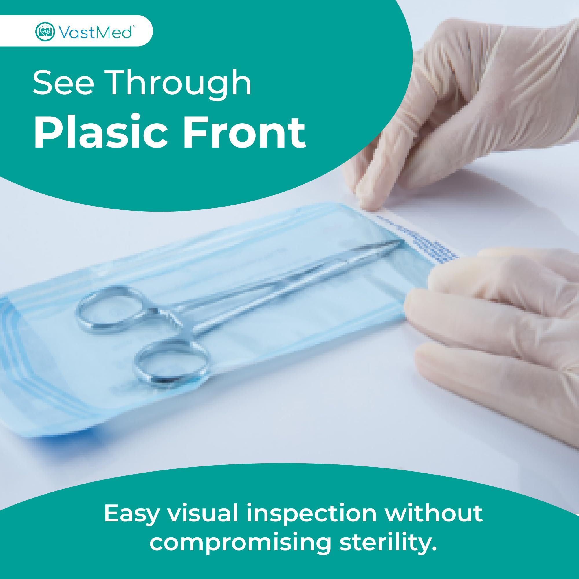 VASTMED Self Seal Sterilization Pouches with Dual Indicators - 5.25x10