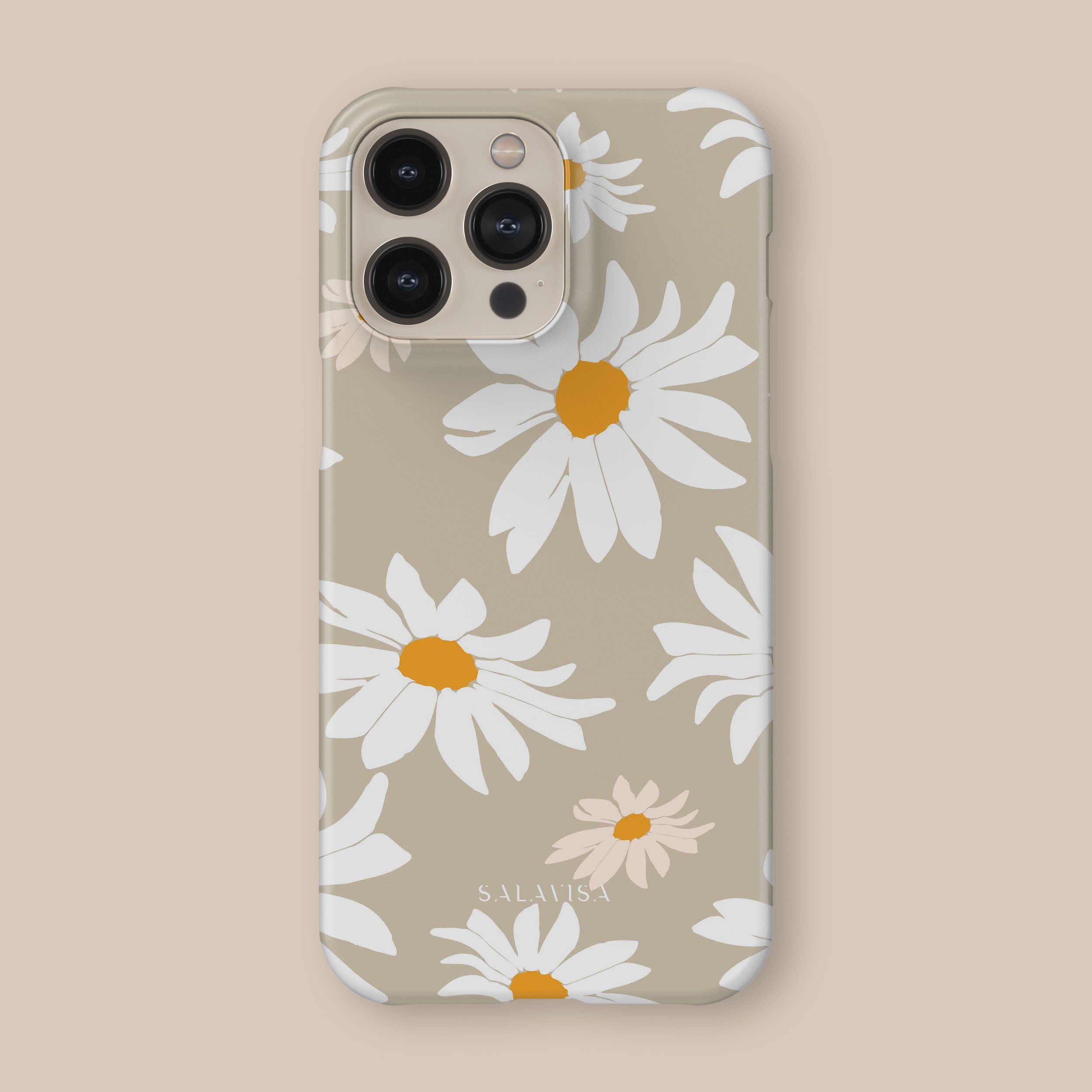 Beige Daisy Phone Case - Cute Floral Design Protective Cover for iPhone & Samsung - Perfect for Everyday Use, Travel & Gifting