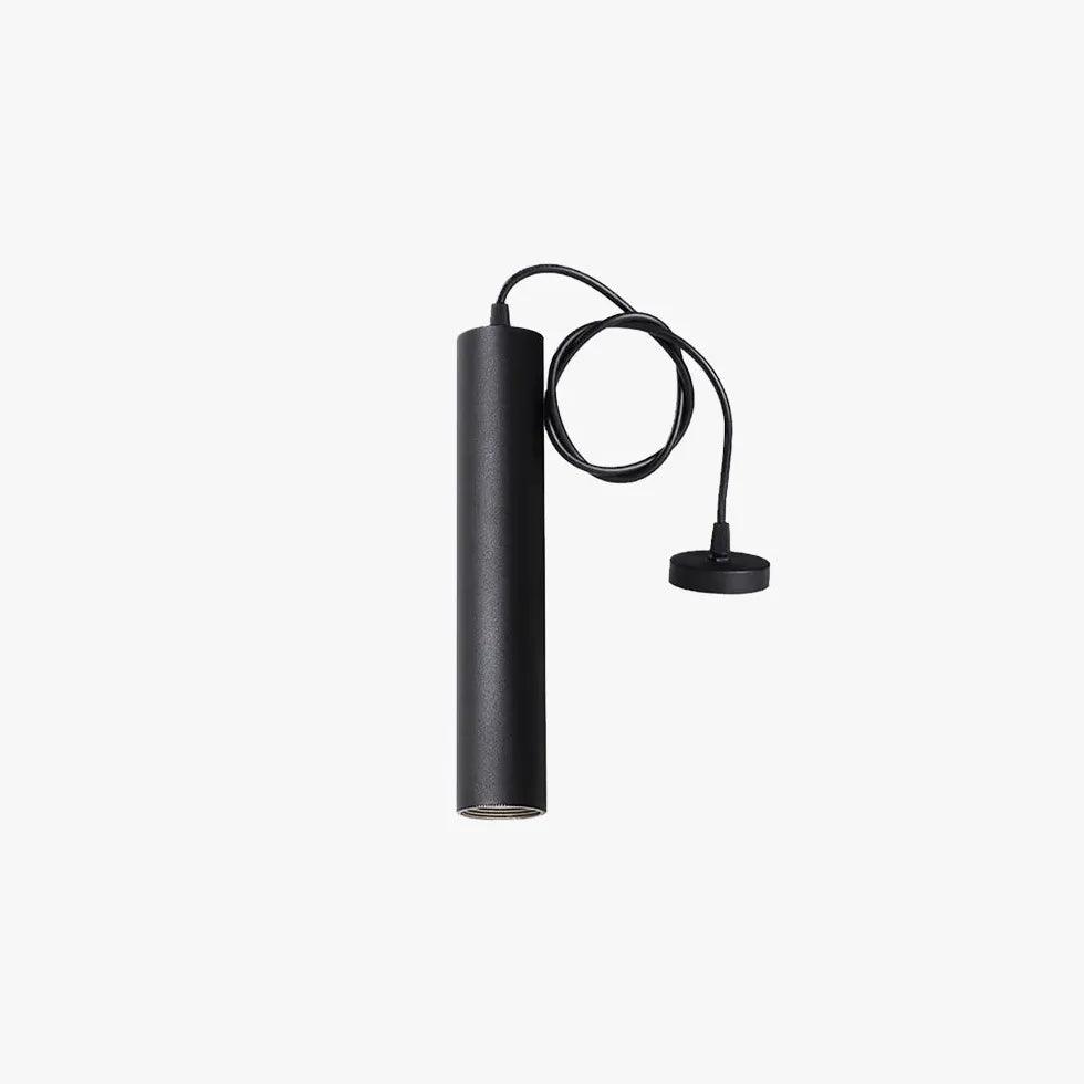 Sleek Modern Black Pendant Light - Minimalist Tubular Design for Dining Room, Kitchen Island or Bedroom Lighting
