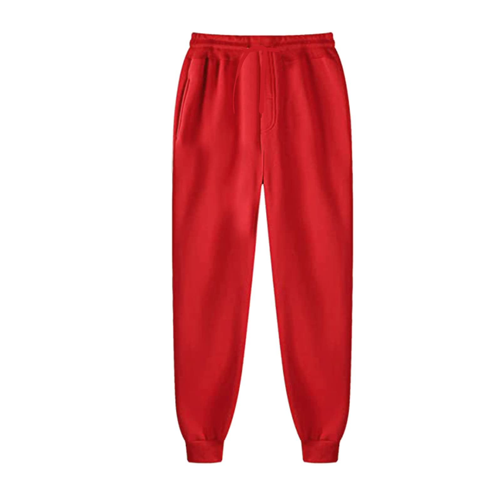 QWENTMTNTY Men's Winter & Autumn Solid Color Trousers - Comfortable Casual Pants for Men & Women (Red) - Perfect for Office, Travel and Daily Wear