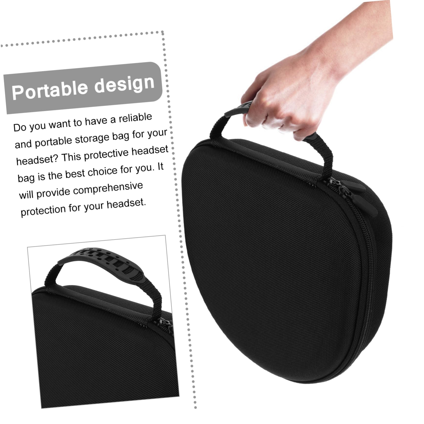 Veemoon Durable Black Wired Headphone Storage Bag - Protective Multipurpose Headset Case for Travel, Office & Home Organization