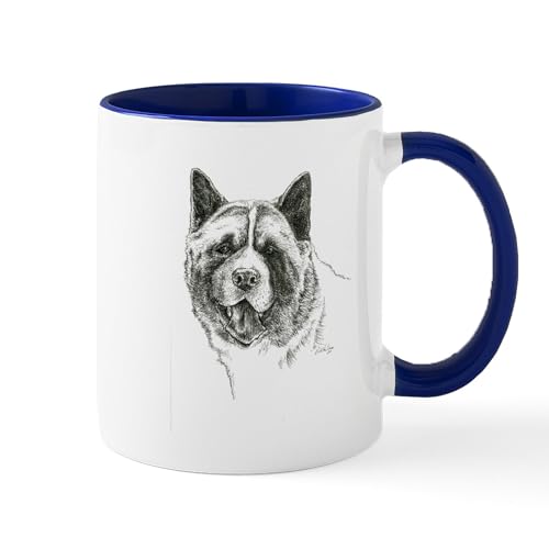White/Navy Inside - Akita Head Mug
