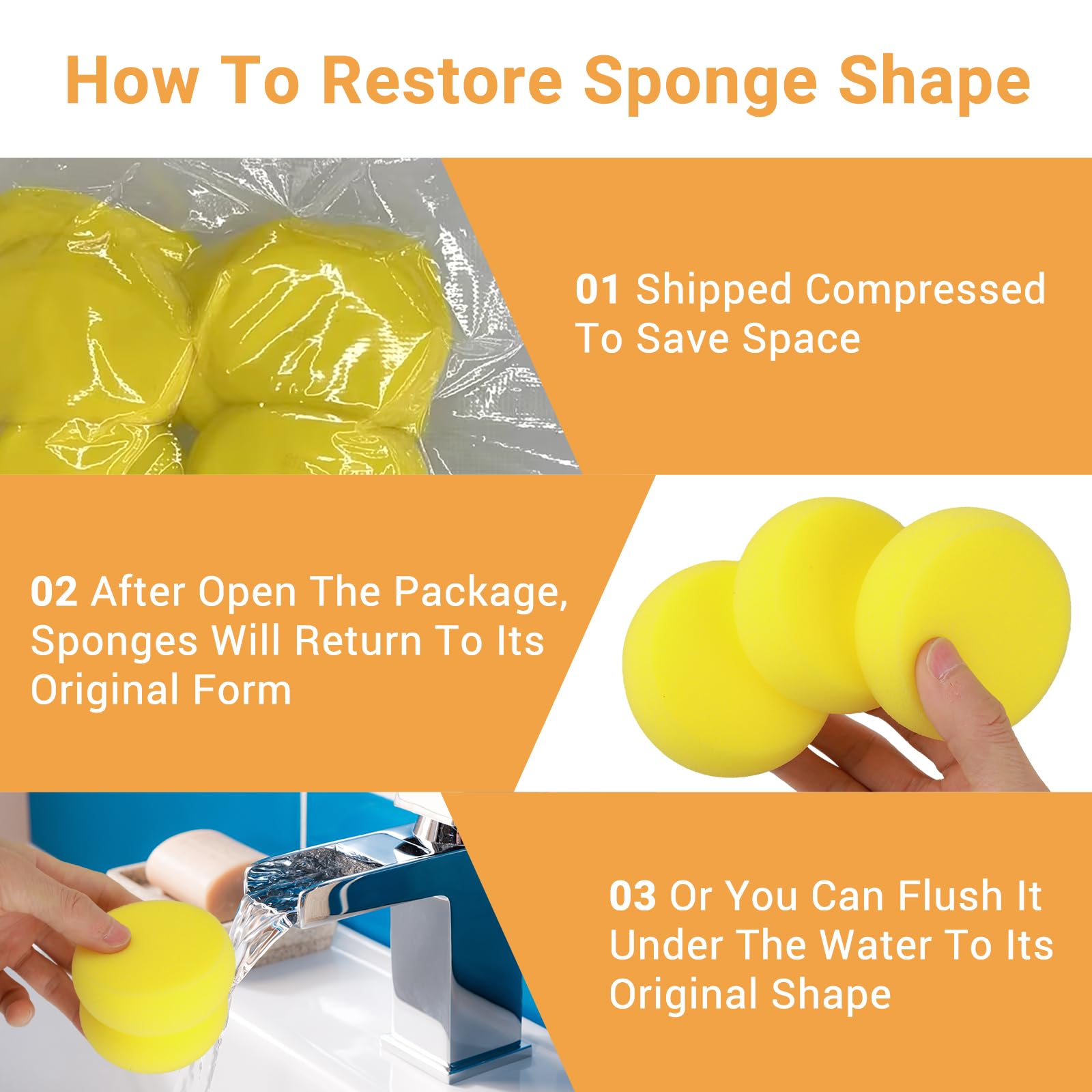 12 Pack Round Painting Sponges - 2.95 Inch Yellow Artist Sponges for Watercolor, Face Painting & Crafts | Synthetic Clay Sponge Applicators for DIY Art Projects & Kids Activities
