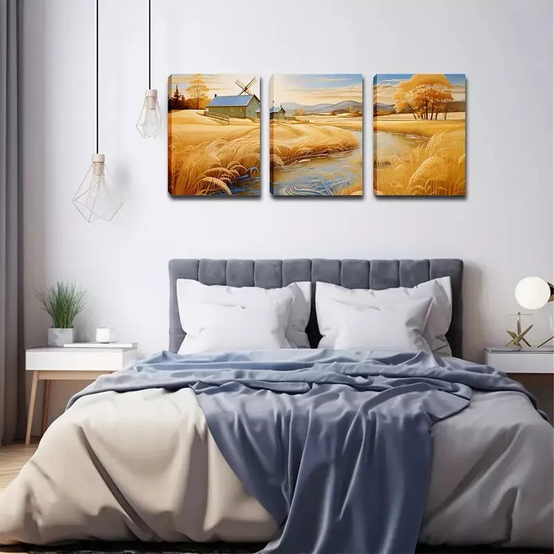 3-Piece Laid Back Country Scenery Wall Art Set - Framed Canvas 40x60cm (16x24in) - High Quality Print - 100% Australian Made - Ready to Hang - Perfect for Living Room, Bedroom & Office Decor