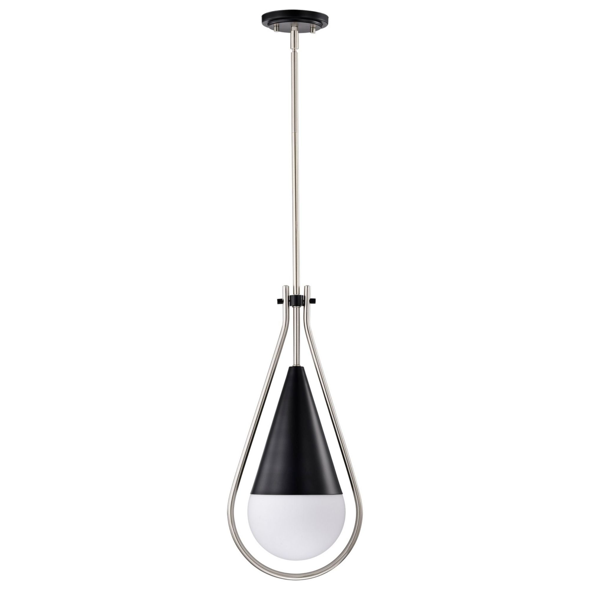 Admiral 10 Inch Modern Pendant Light Fixture - Matte Black & Brushed Nickel Finish - Perfect for Kitchen Island, Dining Room, or Entryway Lighting