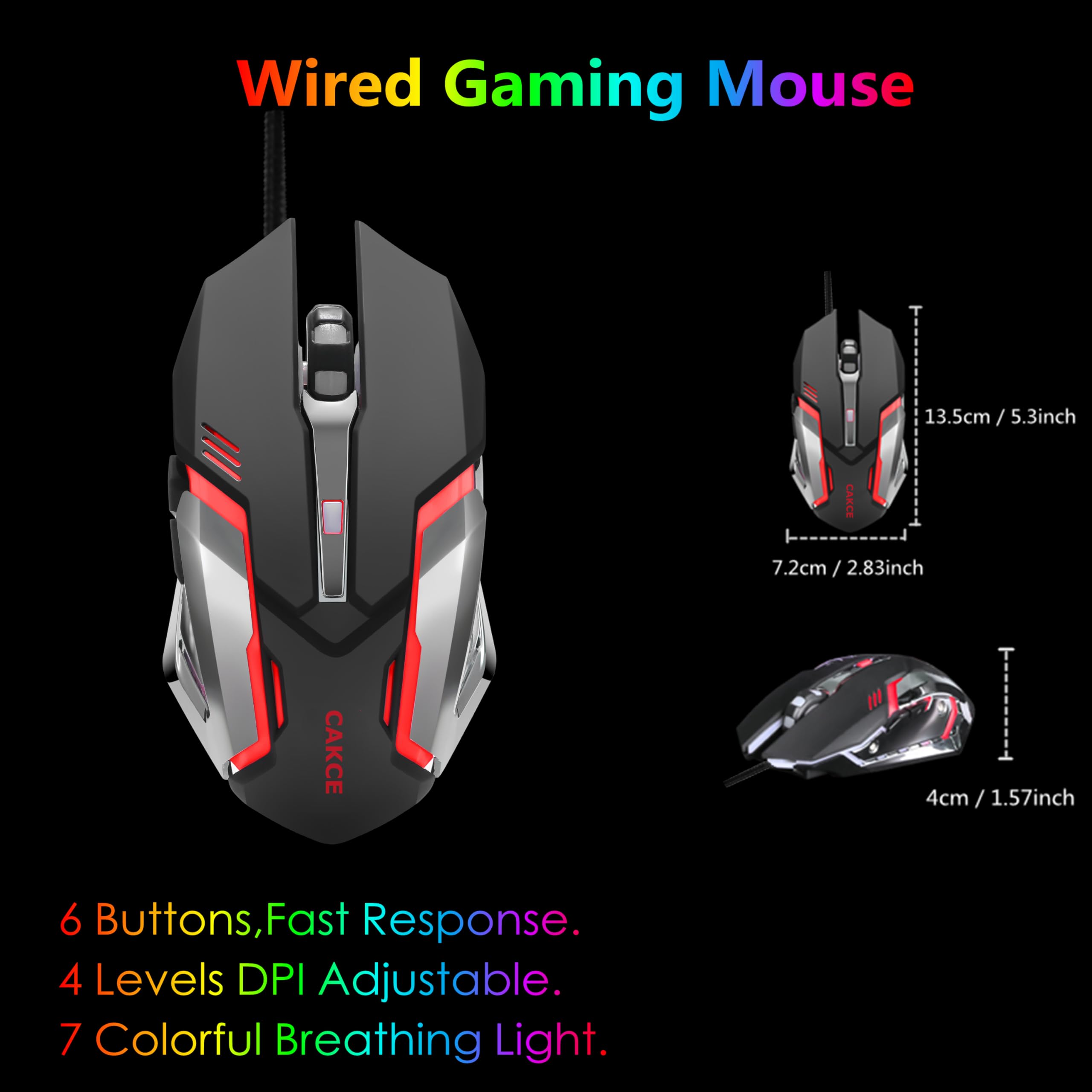 RGB Gaming Keyboard and Mouse Combo - USB Wired LED Backlit Mechanical Feel Keyboard & Colorful Mouse for PC, Laptop - Perfect for Gaming, Work & Streaming (Letter Glow)